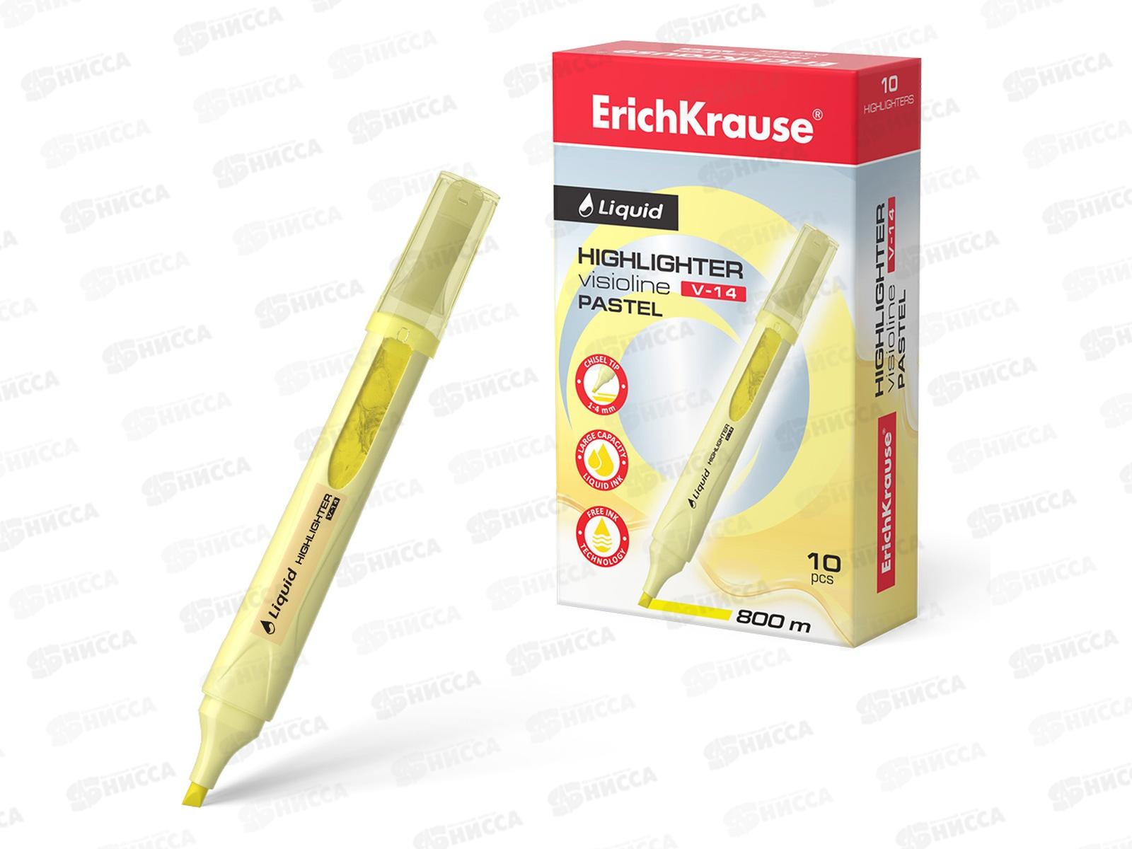 Маркер Erich Krause V-14 текстовый, Pastel  желтый, 56023 *10/120