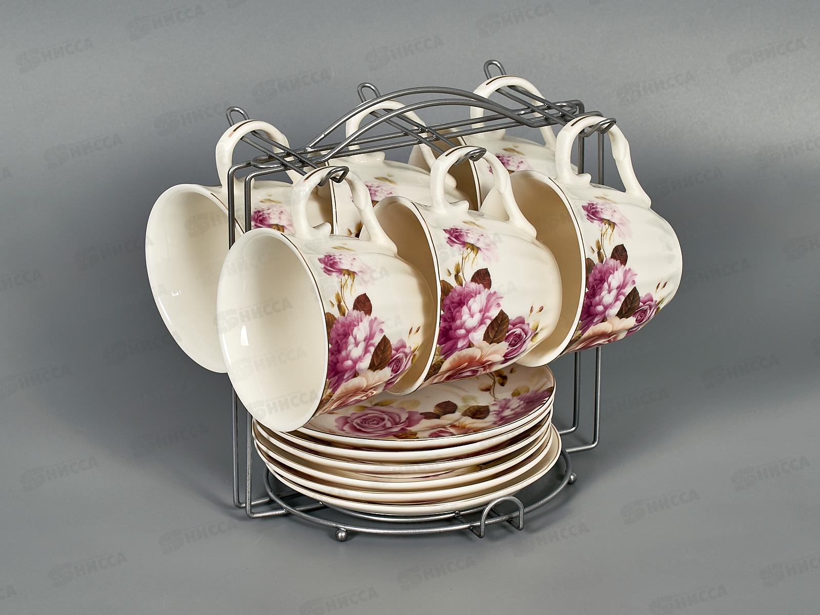 Набор чайный Цветочная мечта на металлической подставке 2321-12М 220мл 248278