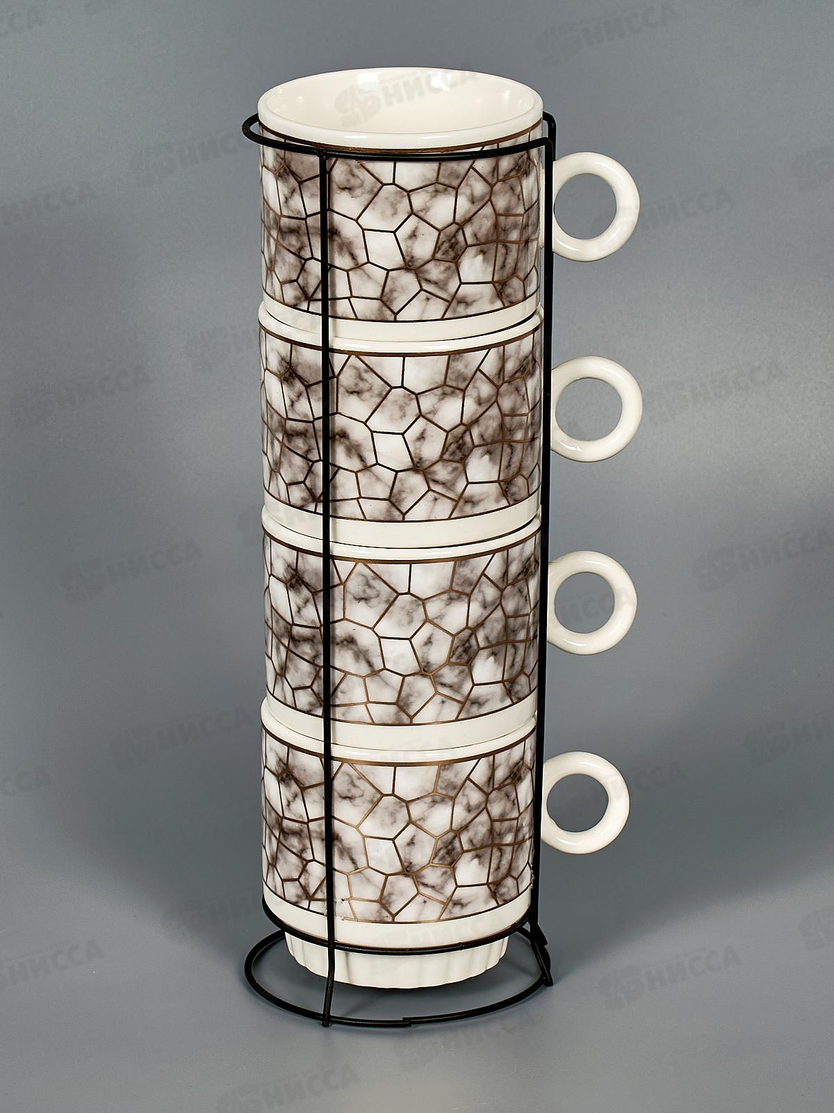 Набор кружек 5827 250мл на металической подставке *1/4 242956