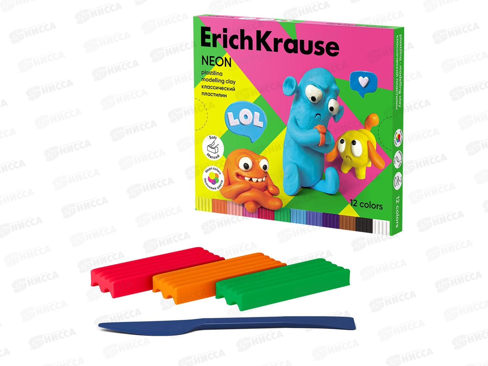 Пластилин 12цветов 215г EK Jolly Friends neon 61355 *4/16