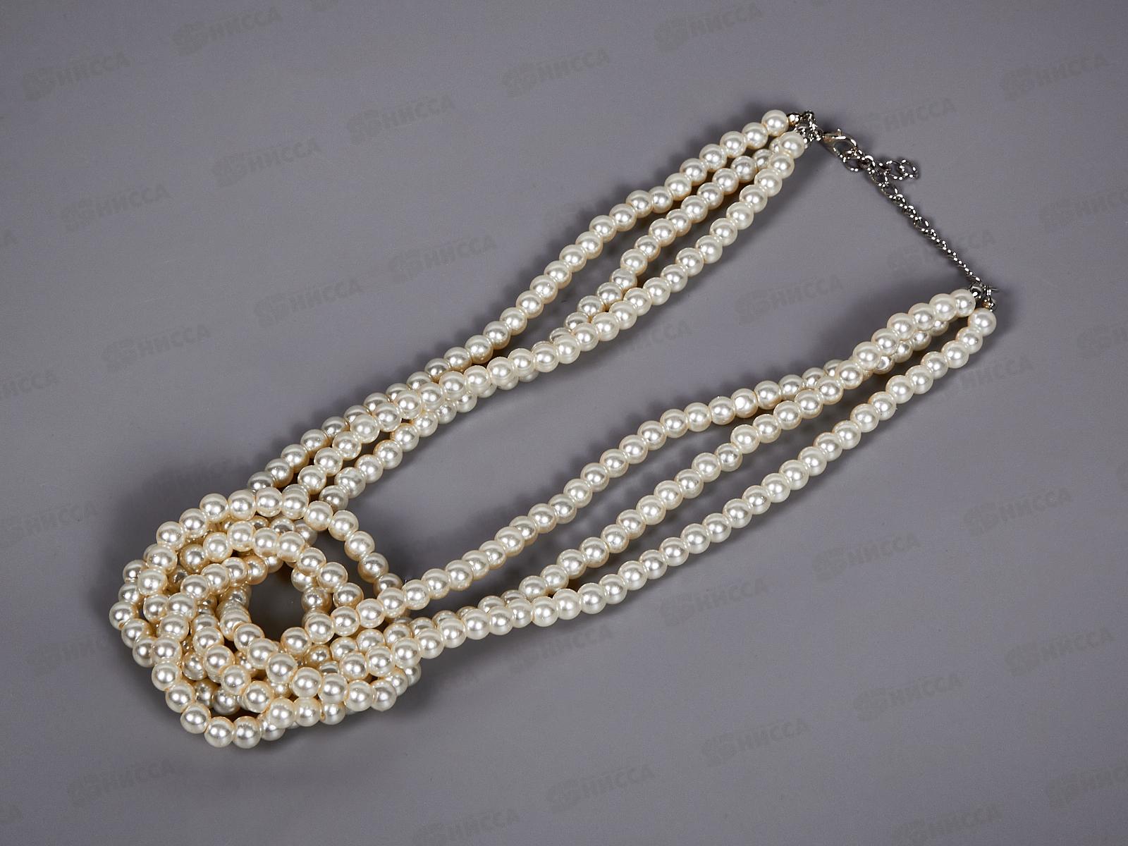 Колье "Жемчужный узел" молочный 38см 10203578