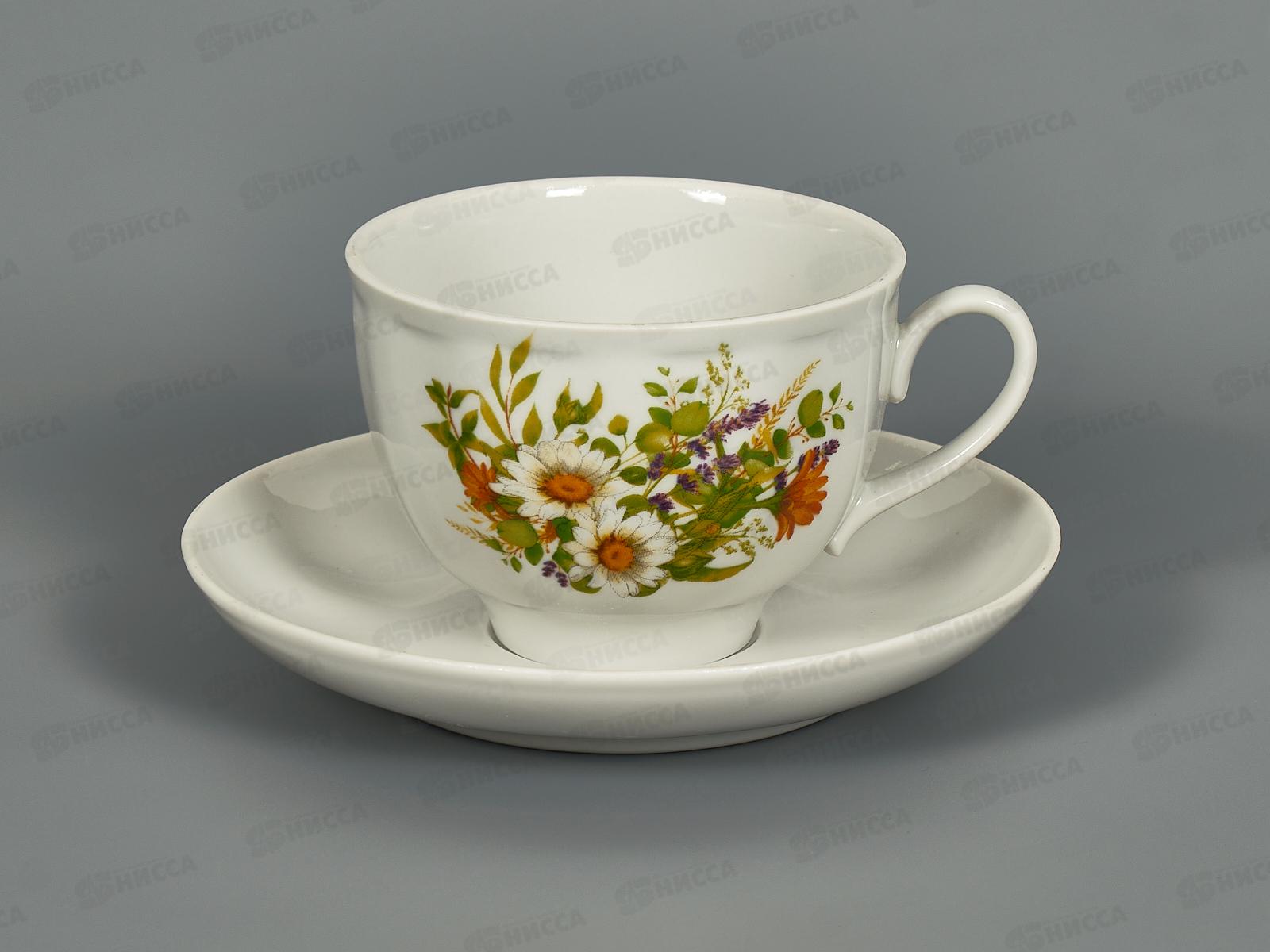 Чашка чайная с блюдцем 275см3 Гранатовый Луговые ромашки 119612