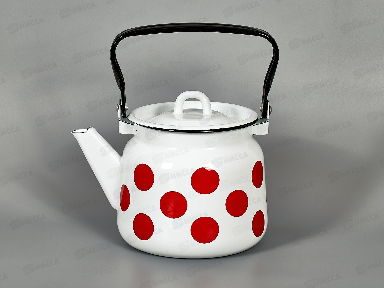 Чайник 2,3л Красный горох, белый с петлей С2714*79