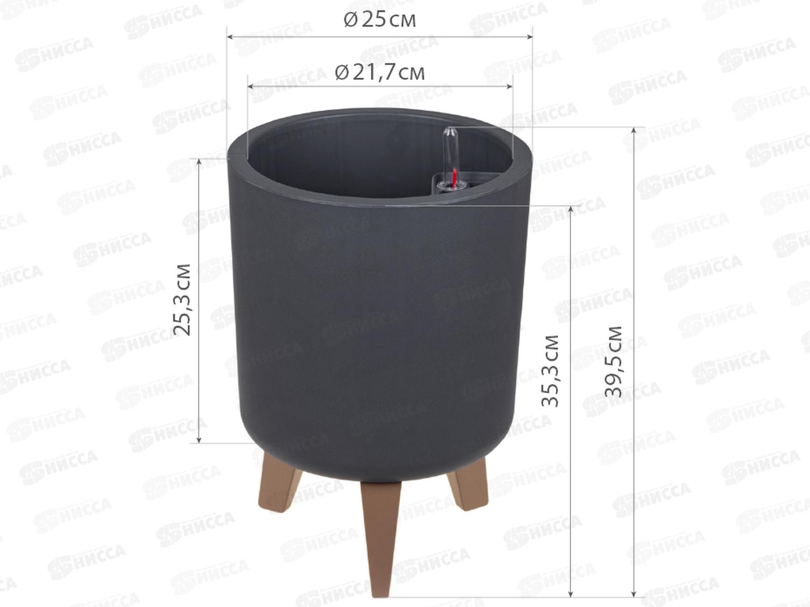 Кашпо ФЛОРИАН D250мм 11л Графитовый М3157 *3