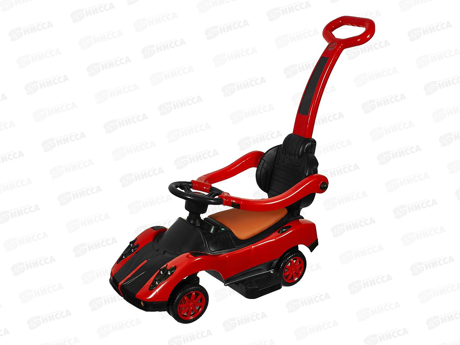 Каталка-толокар №6168 с родительской ручкой свет, звук, коробка 61*40*85