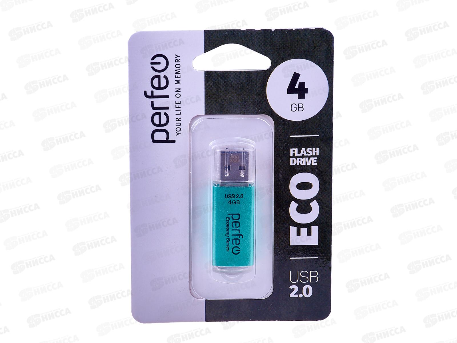 Флеш-карта Perfeo USB  4Gb E01 Green economy series