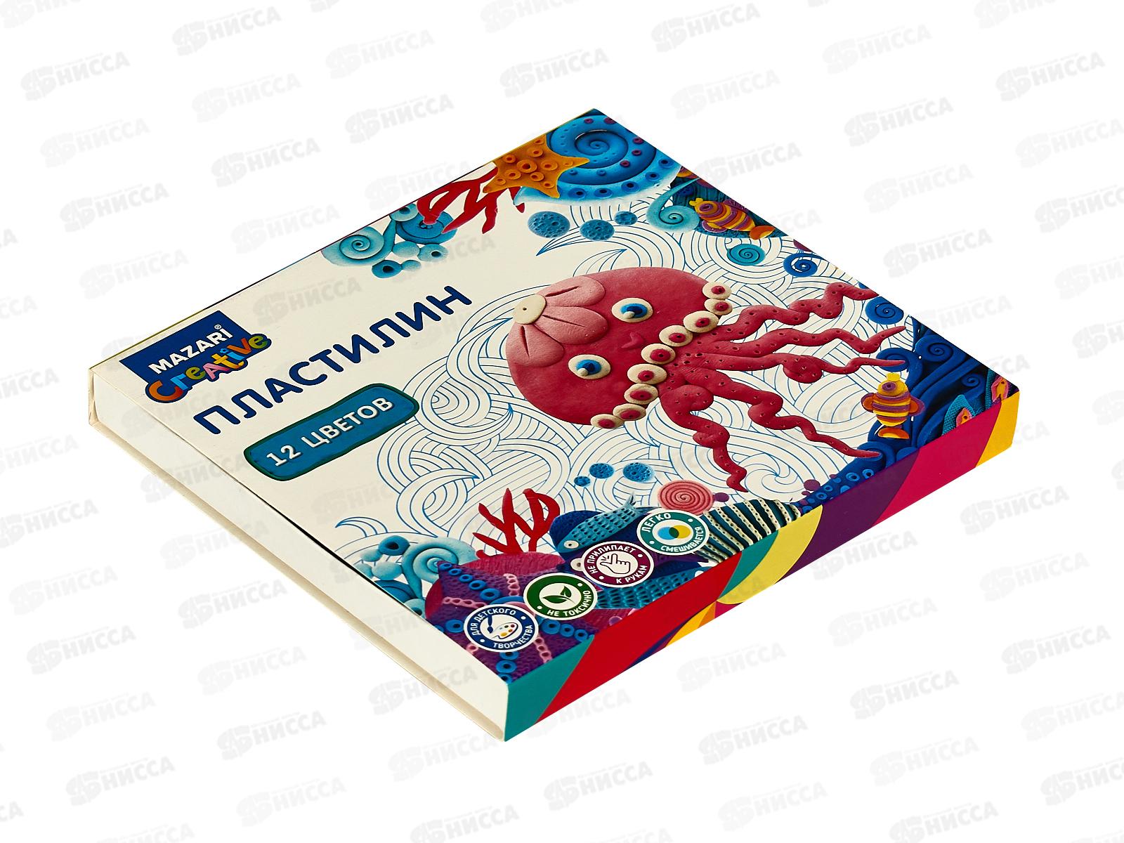 Пластилин 12цветов 240г MAZARI Классический М16990-12*12