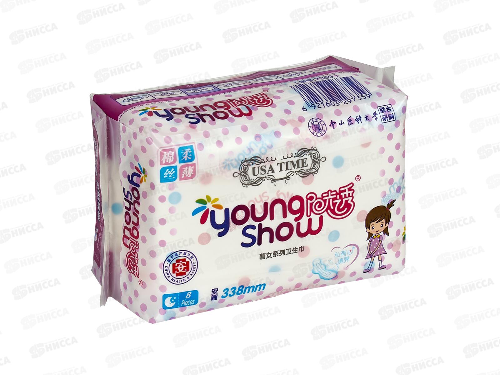 Young Show USA time прокладки гигиенические 8шт 33,8см ночные *24