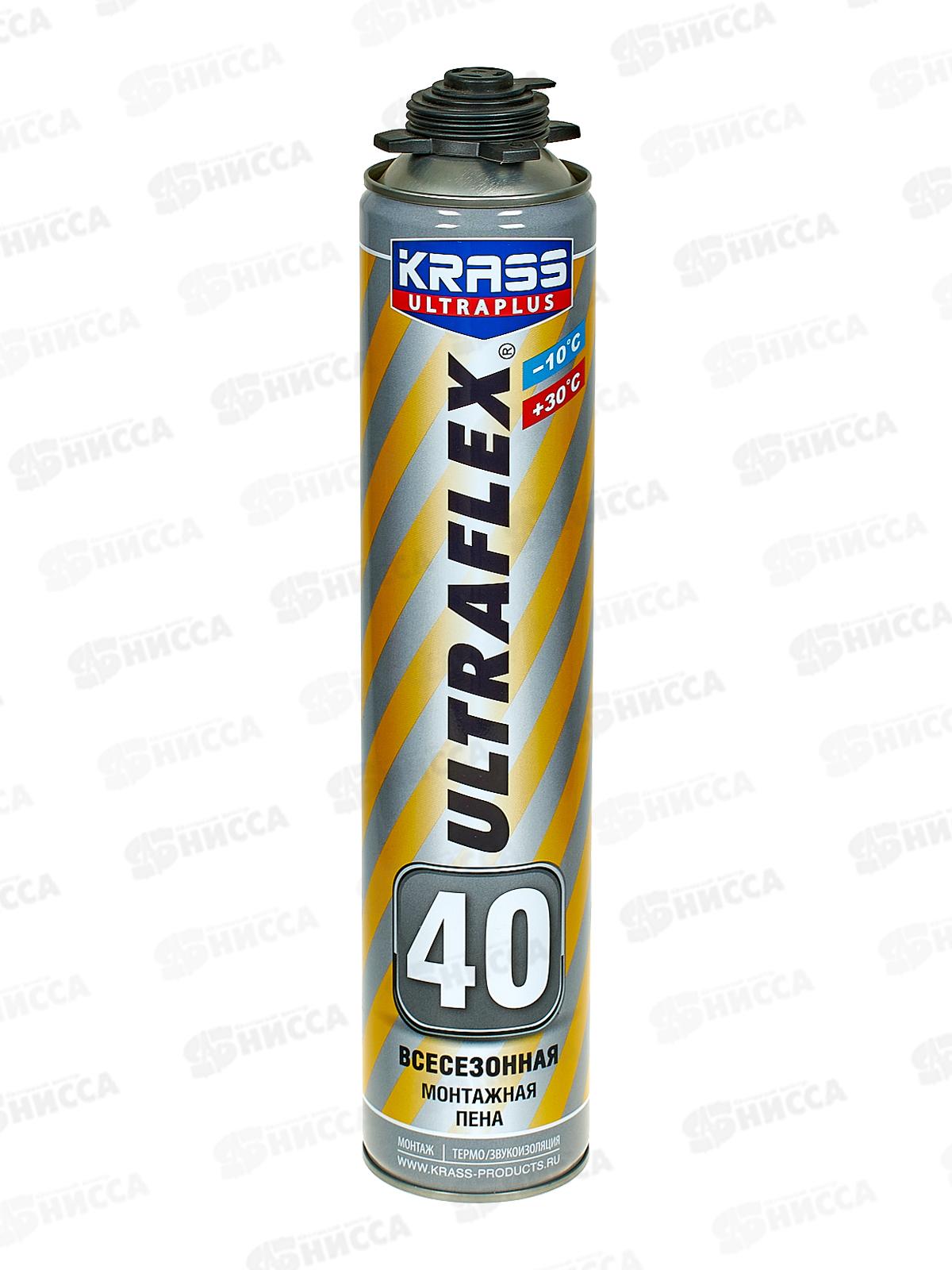 Пена монтажная KRASS ULTRAFLEX 40 под пистолет, Всесезонная, 600мл, 0005279 *12/504