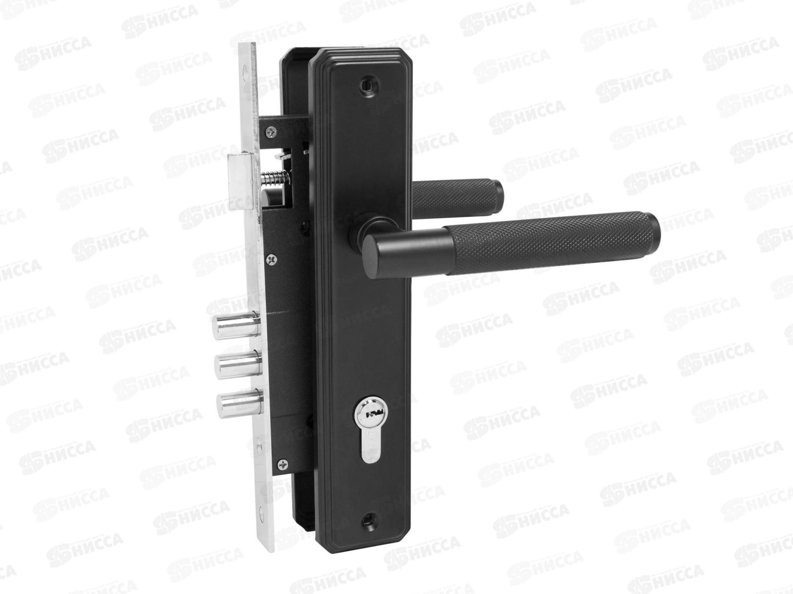 Замок врезной Булат ЗВ4-3.02.02 Ферона черный 5перф кл с/руч 001 *12