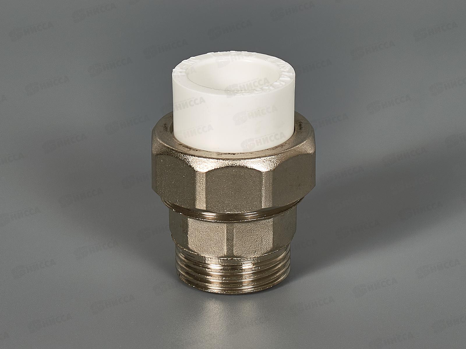 Муфта разъемная PP-R ЭКО с наружней резьбой белый 20x3/4&quot Jakko *25/125