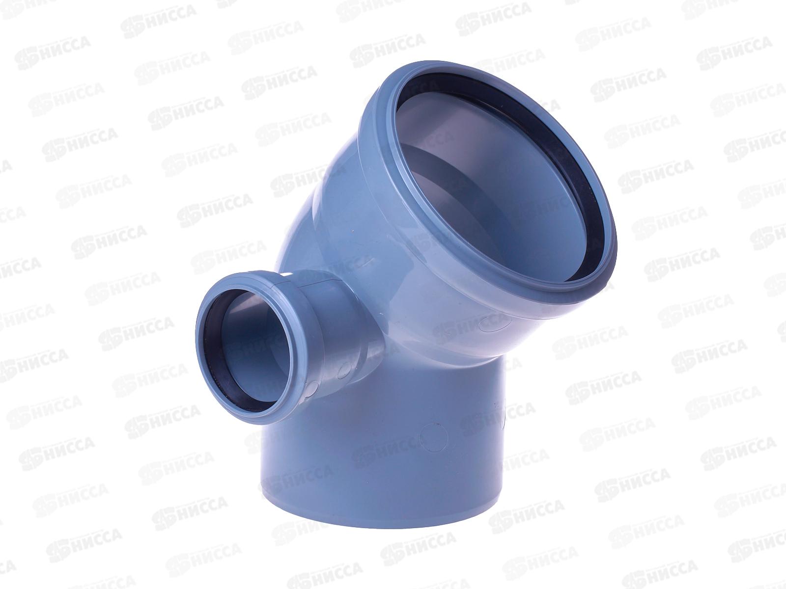 Отвод канализационный 45 левый серый 110-50 *30