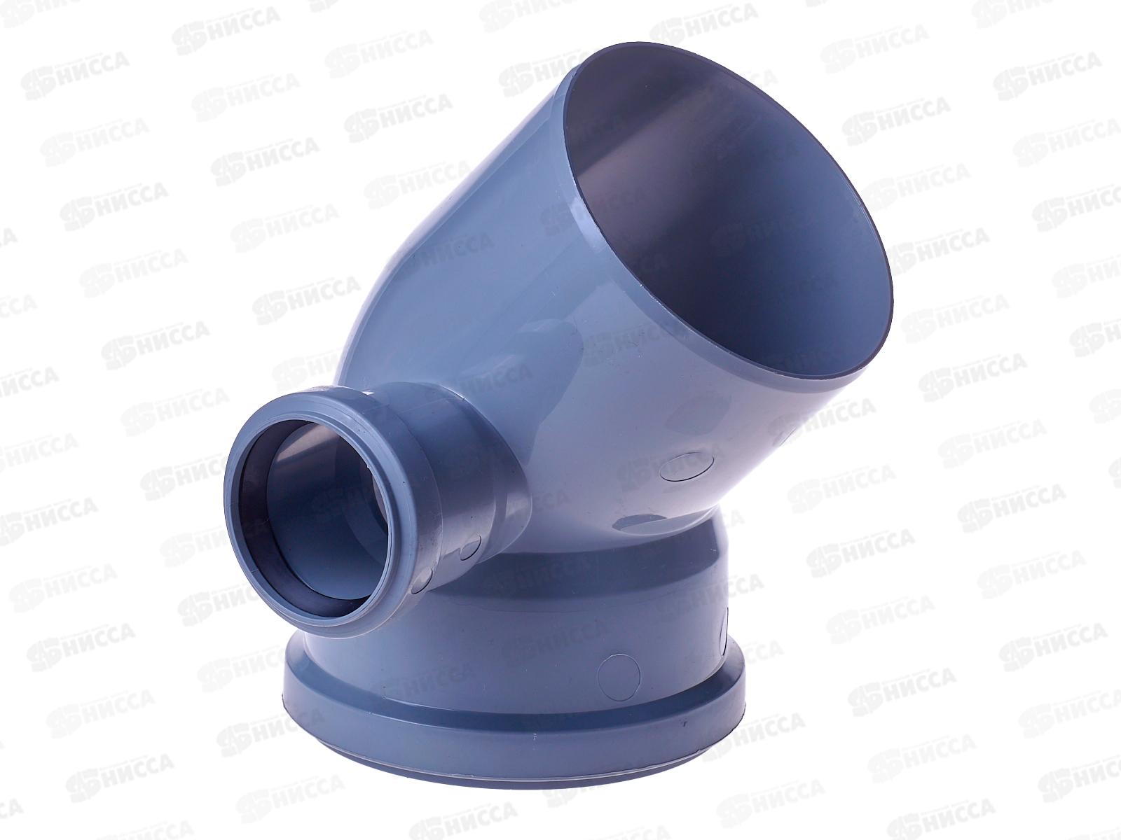 Отвод канализационный 45 правый серый 110-50 *30