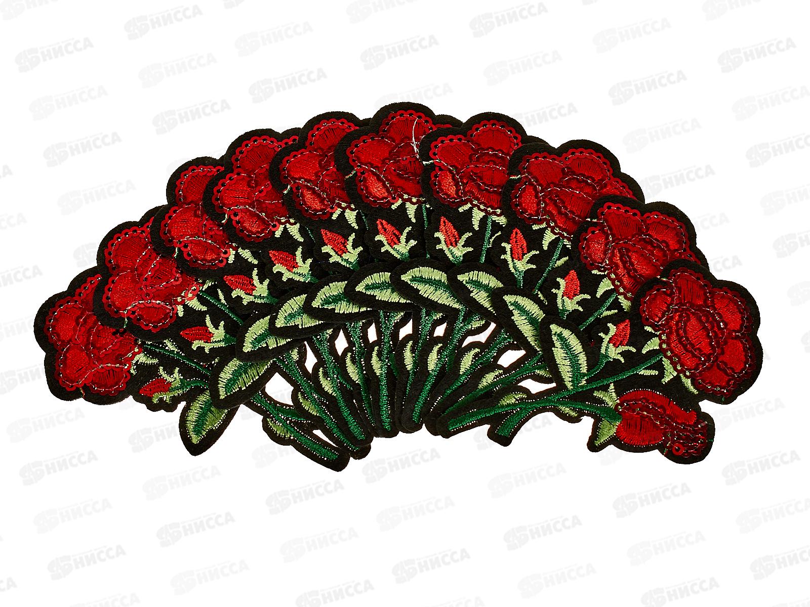 Термоаппликация роза 9*5см красный 3579151 *10