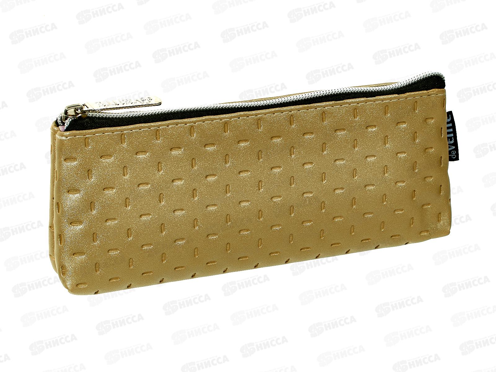 Пенал deVente  21*8*3,5см, Icon иск. кожа молния золот металик 7026321