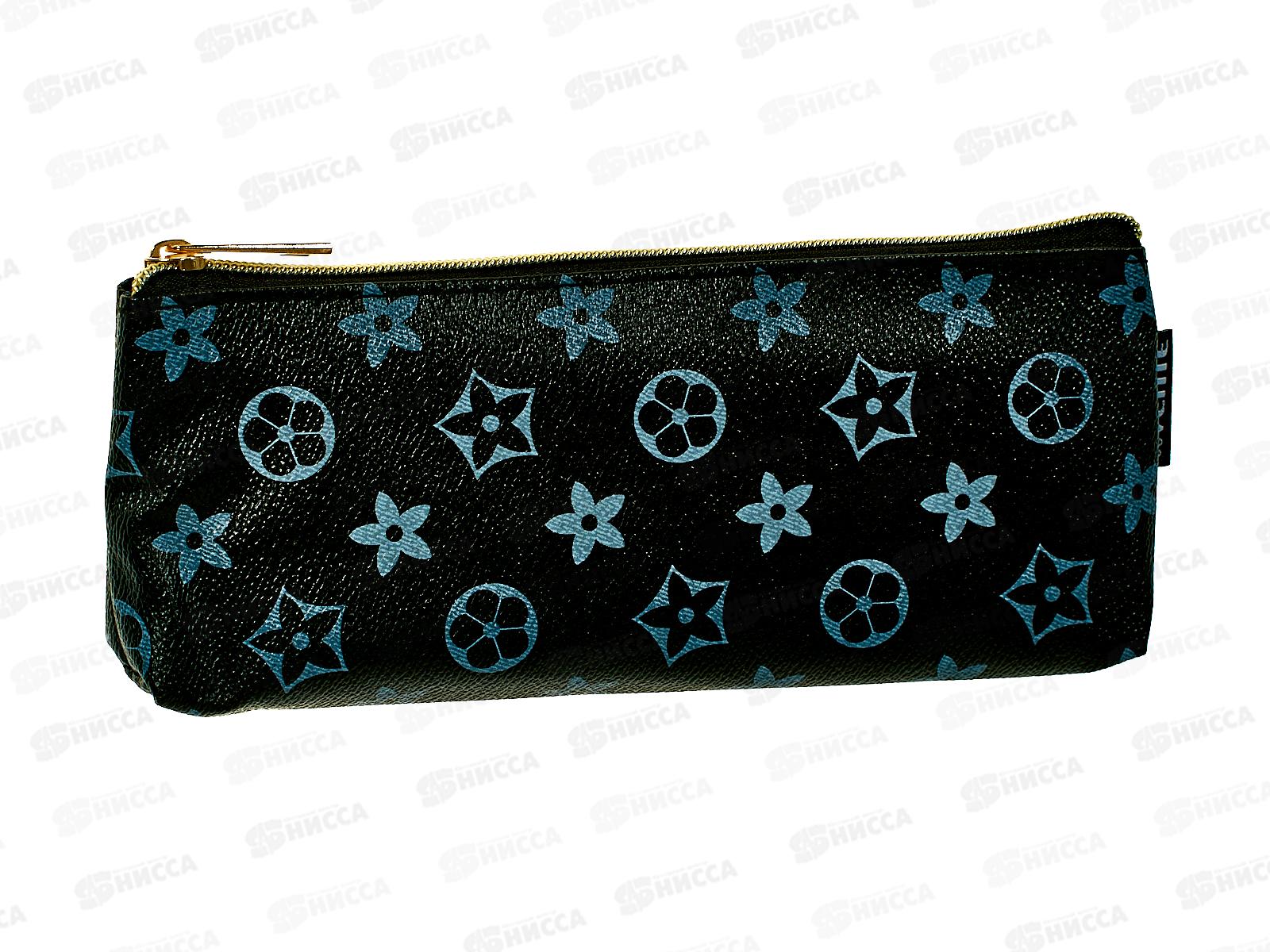 Пенал deVente  21*8*3,5см, Monogram иск. кожа молния, черный 7026440