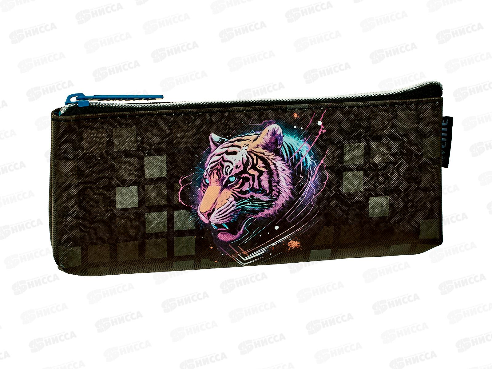 Пенал deVente  21*8*3,5см, Tiger иск. кожа молния, т-синий 7026407