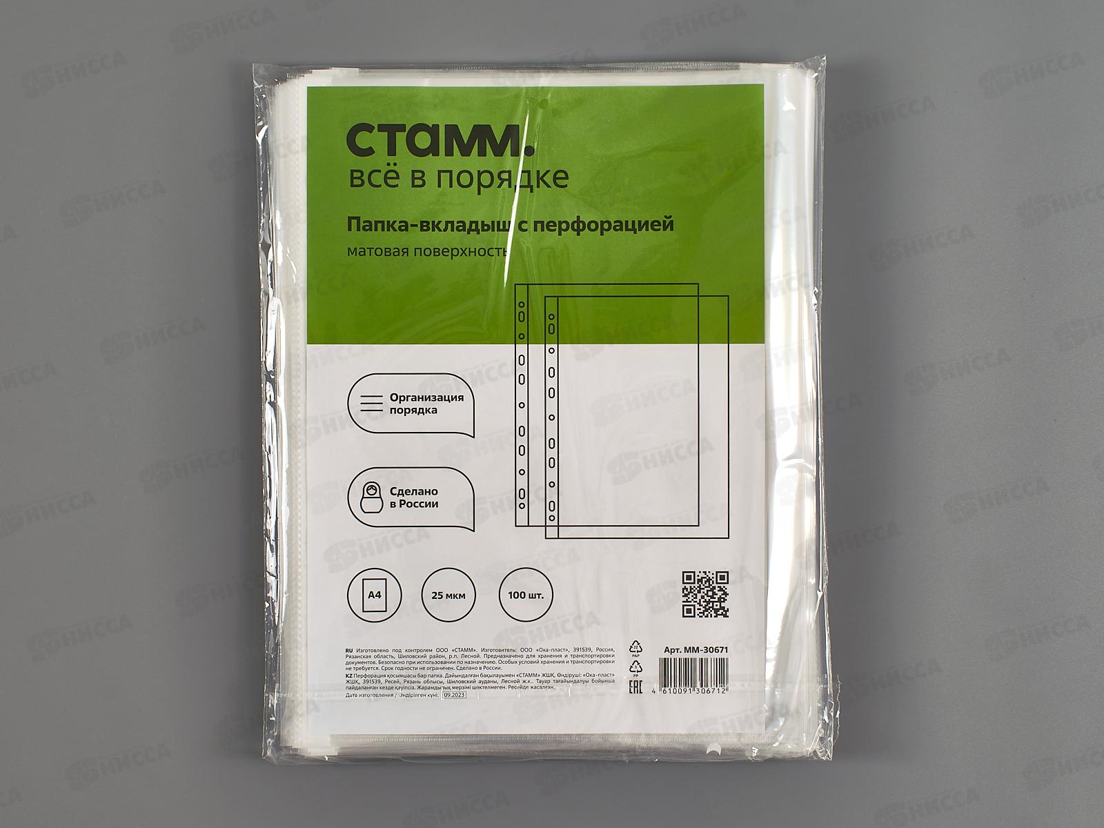 Мультифор А4 СТАММ 25мкм,матовая поверхность,ММ-30671 *100/4000
