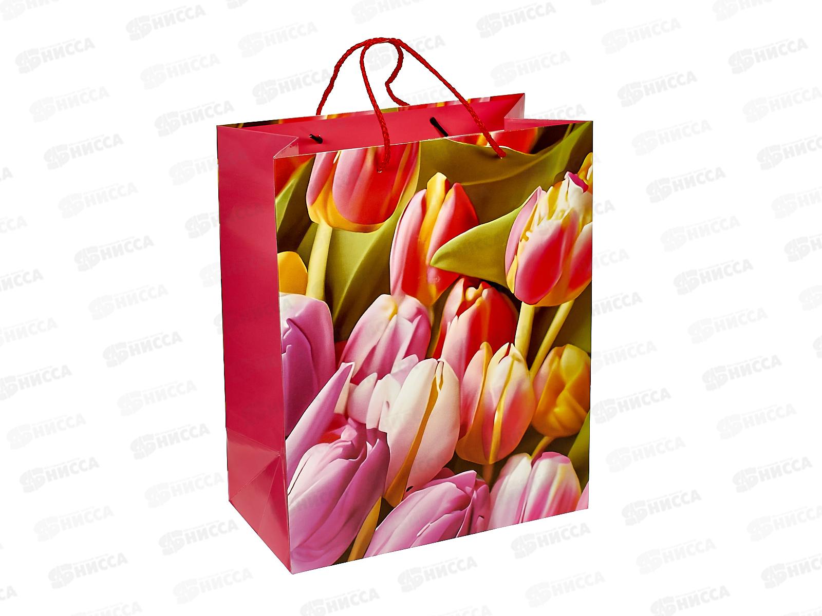 Пакет подарочный 26х32х14см глянцевый l Тюльпаны, PL-104855-FLWR1, 371855