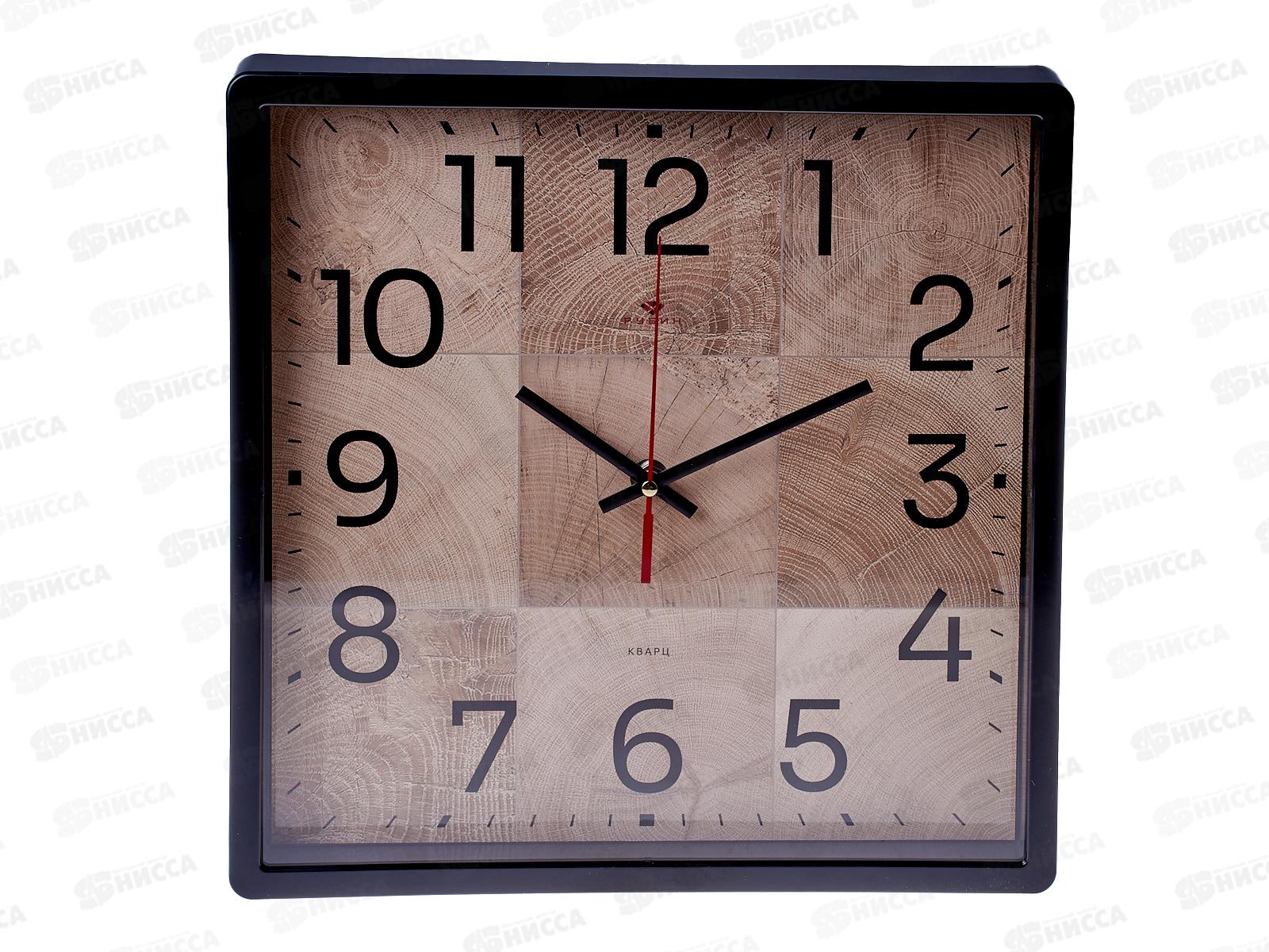 Часы настенные &quot21 Век&quot 3028-012 Фактура квадрат 30х30см, корпус черный &quotРубин&quot