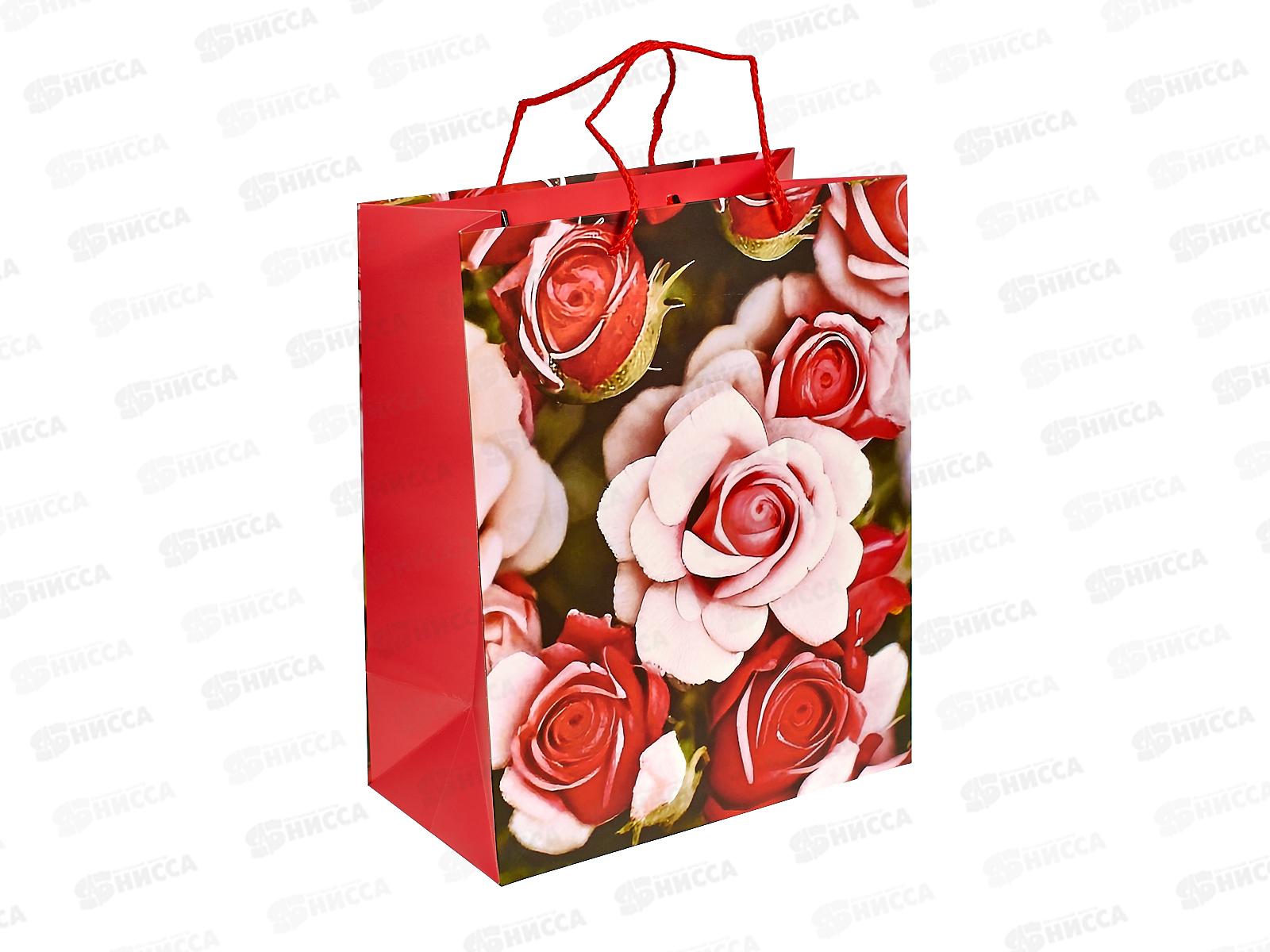 Пакет подарочный 26х32х14см матовый l Цветы, PL-104857-FLWR3, 371854 *12