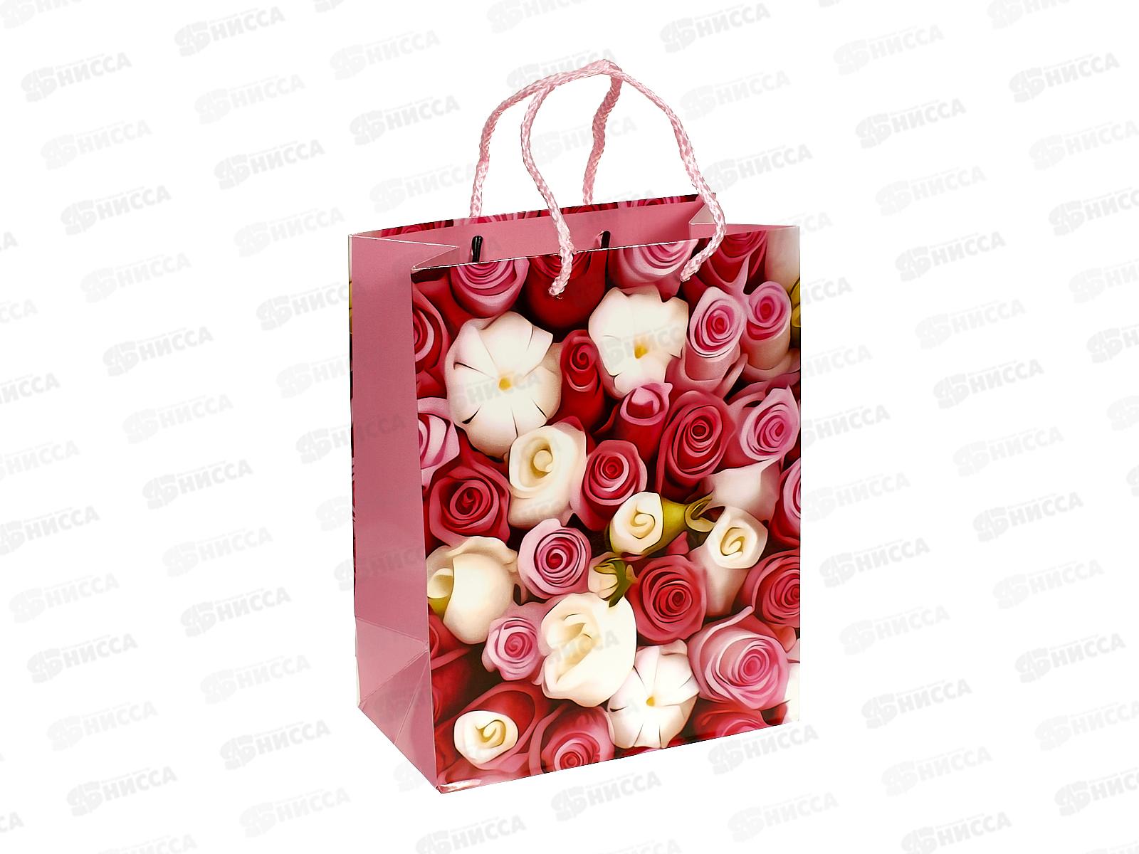 Пакет подарочный 18х23х10см m Глянцевый Розы, PM-110086-R, 371769  *12