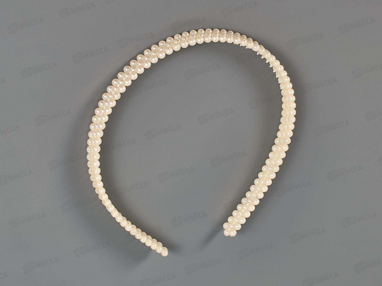 Ободок пластик под жемчуг 3 ряда №8483