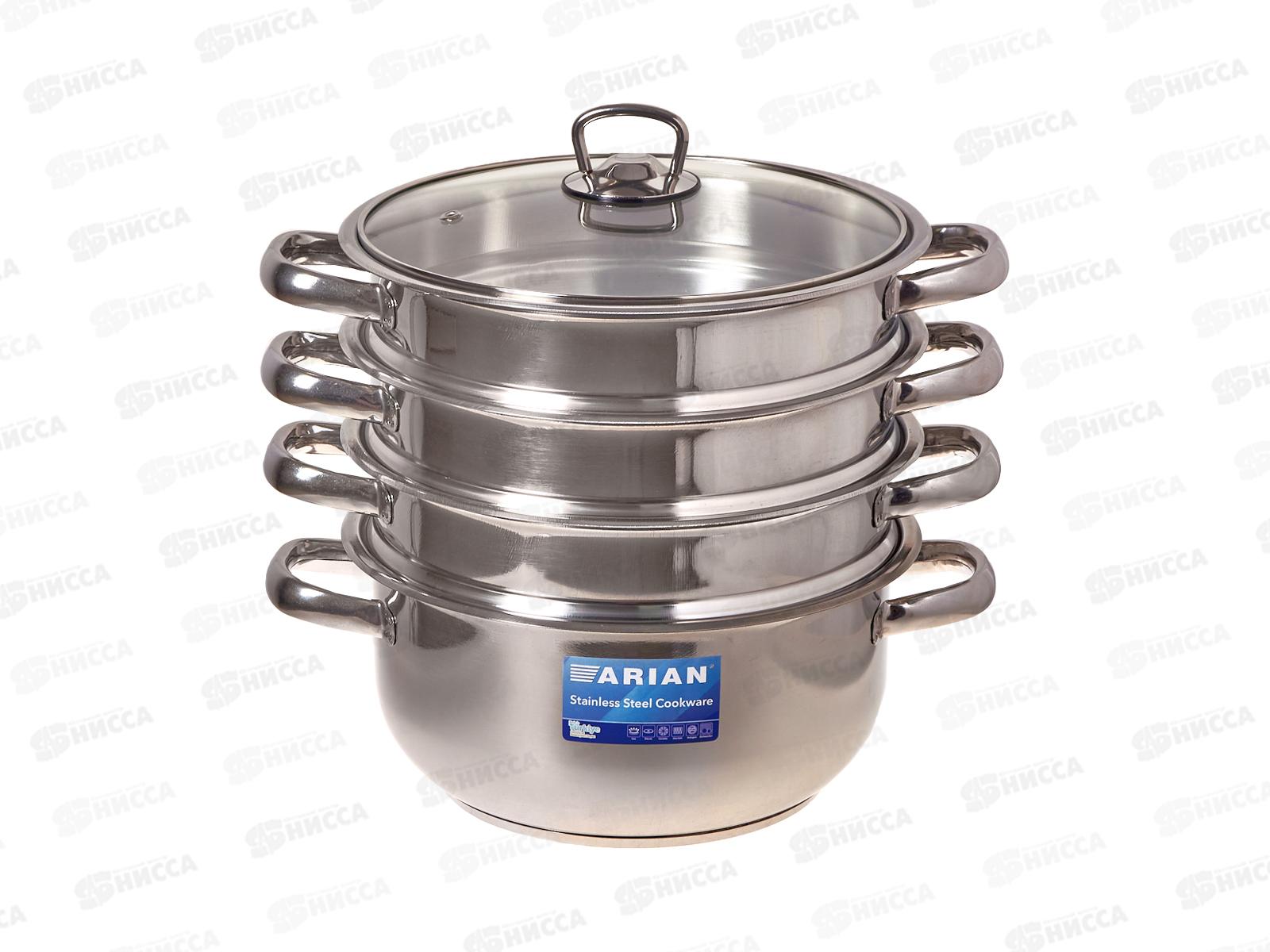 Мантоварка d24см 3секции со стеклянной крышкой 4KTСКК0524001 *4