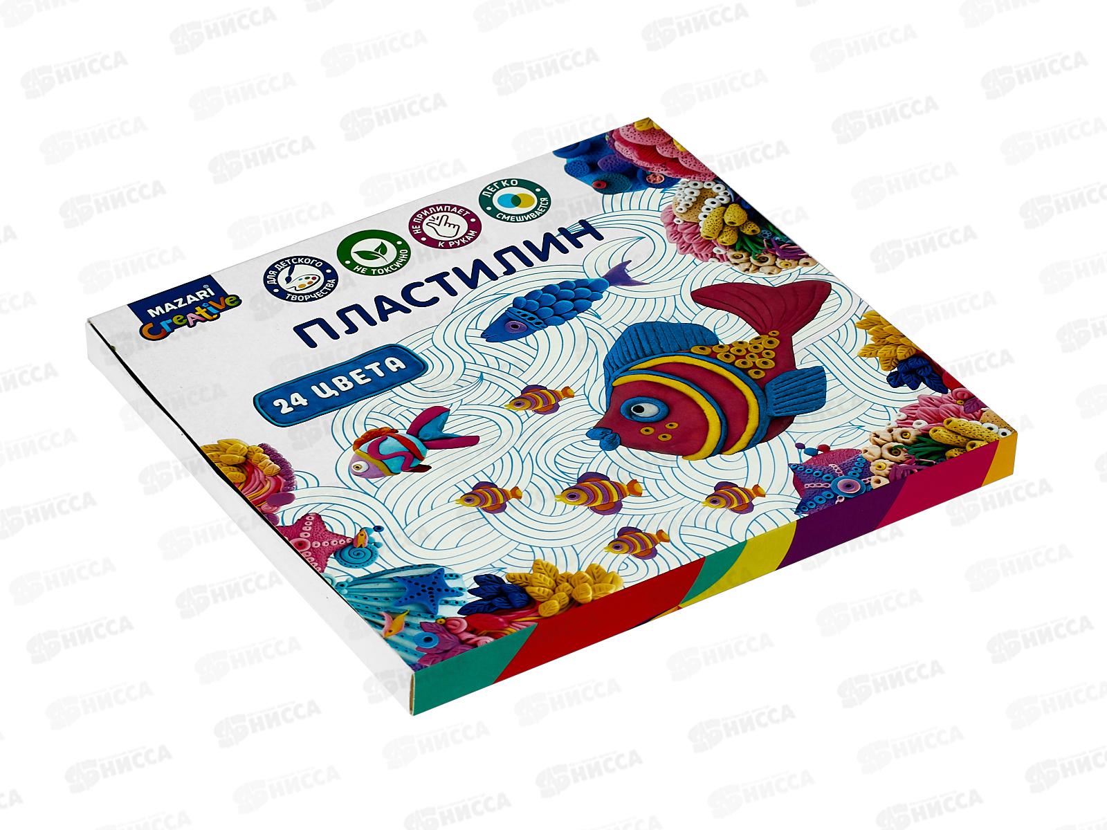 Пластилин 24цвета 480г MAZARI Классический М-2145-24*10