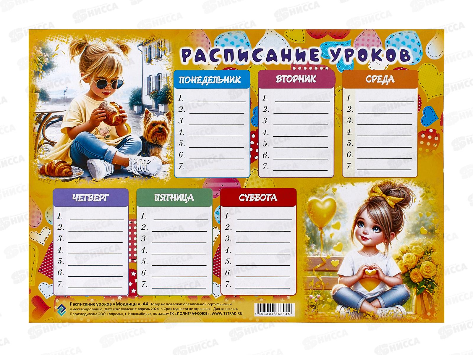 Расписание уроков ПГС 20*29 Модницы *20