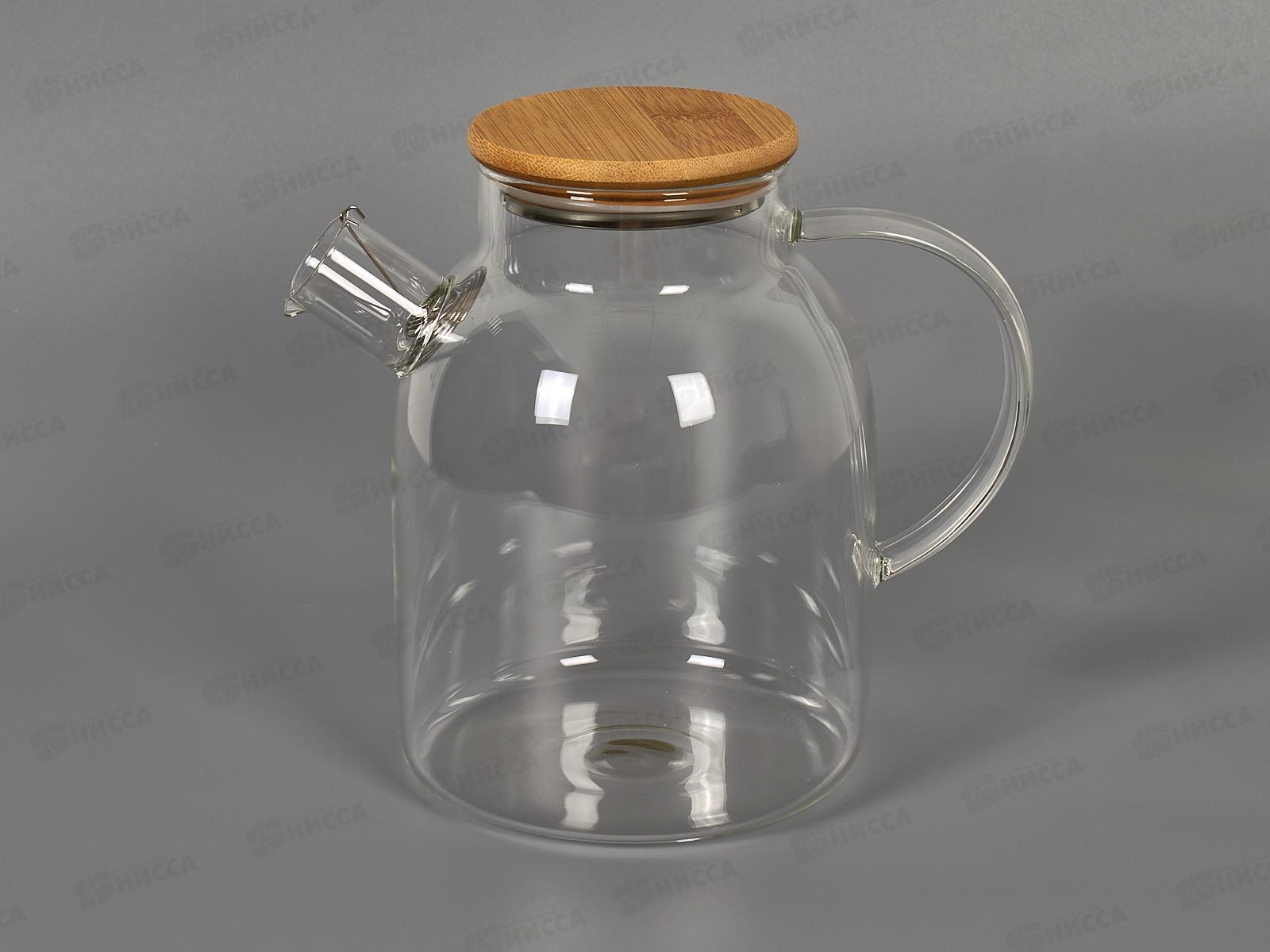 Чайник стекло с бамбуковой крышкой 1700мл в подарочной упаковке HB19