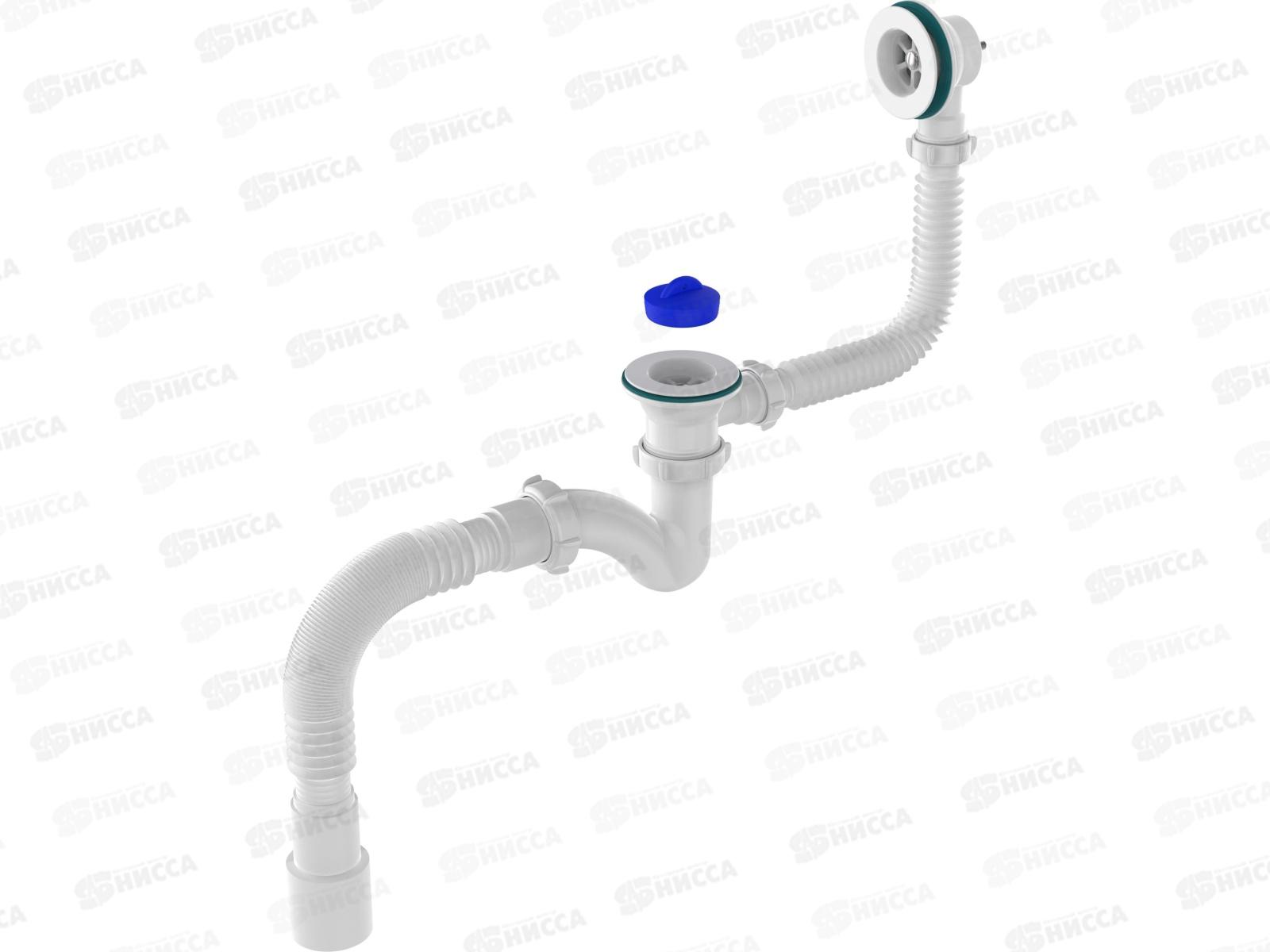 Сифон для ванны узкий прямоточный 1 1/2*40 с выпуском и перел V157 *30