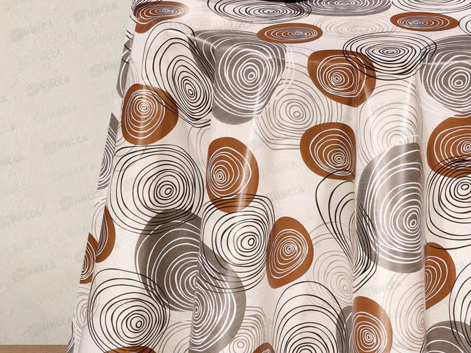 Клеенка на неткан основе ДЕКОРАМА 1,4*20м 104А круги серые на беж