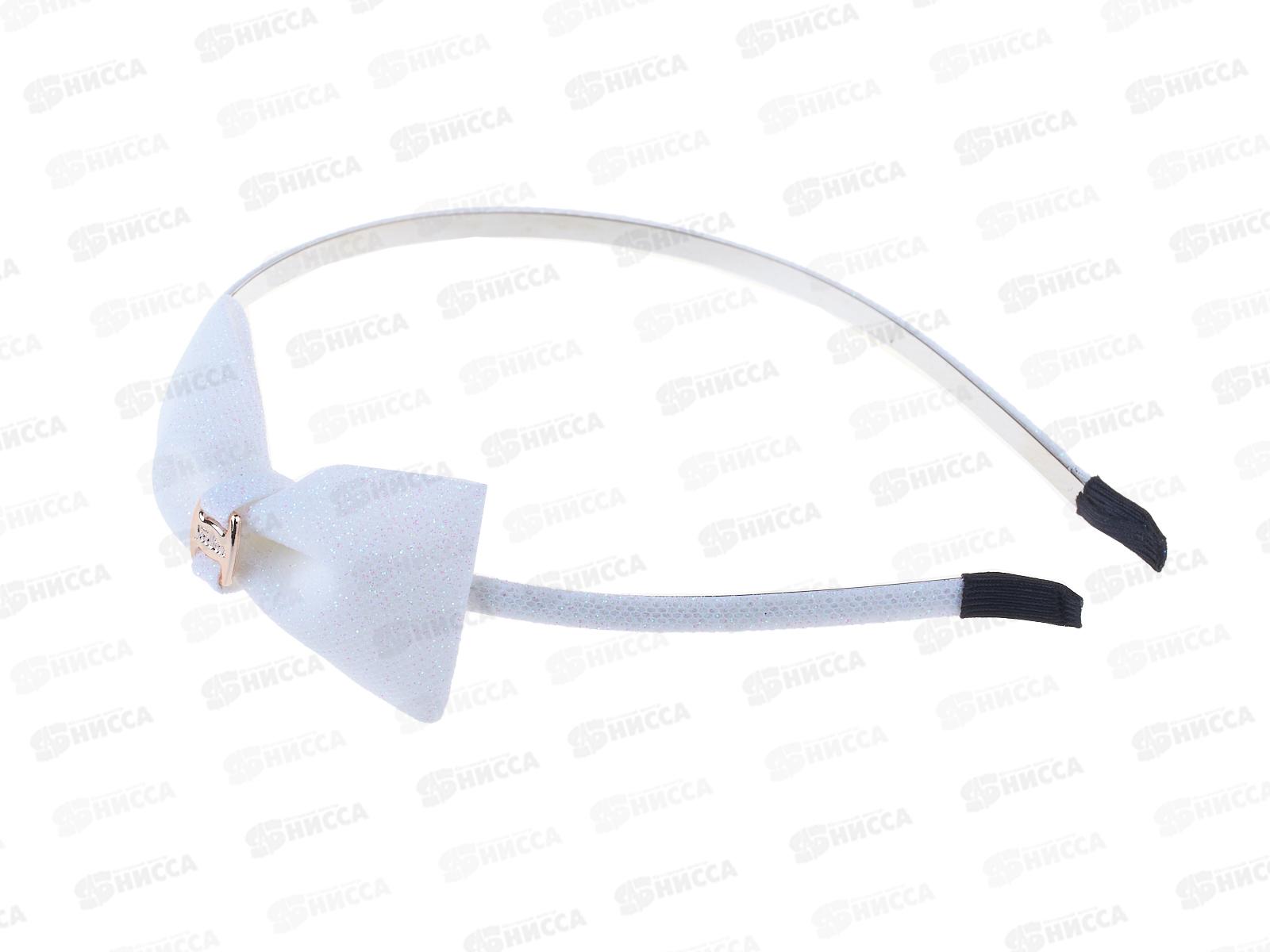 Ободок металлический ткань с бантом блёстки, цветной №8909