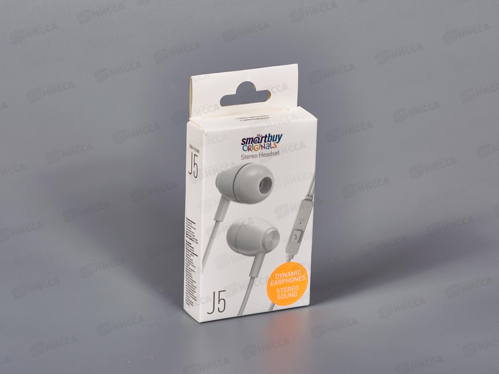 Гарнитура SmartBuy J5, пульт управления, микрофон, белая, SBH-028-K *50