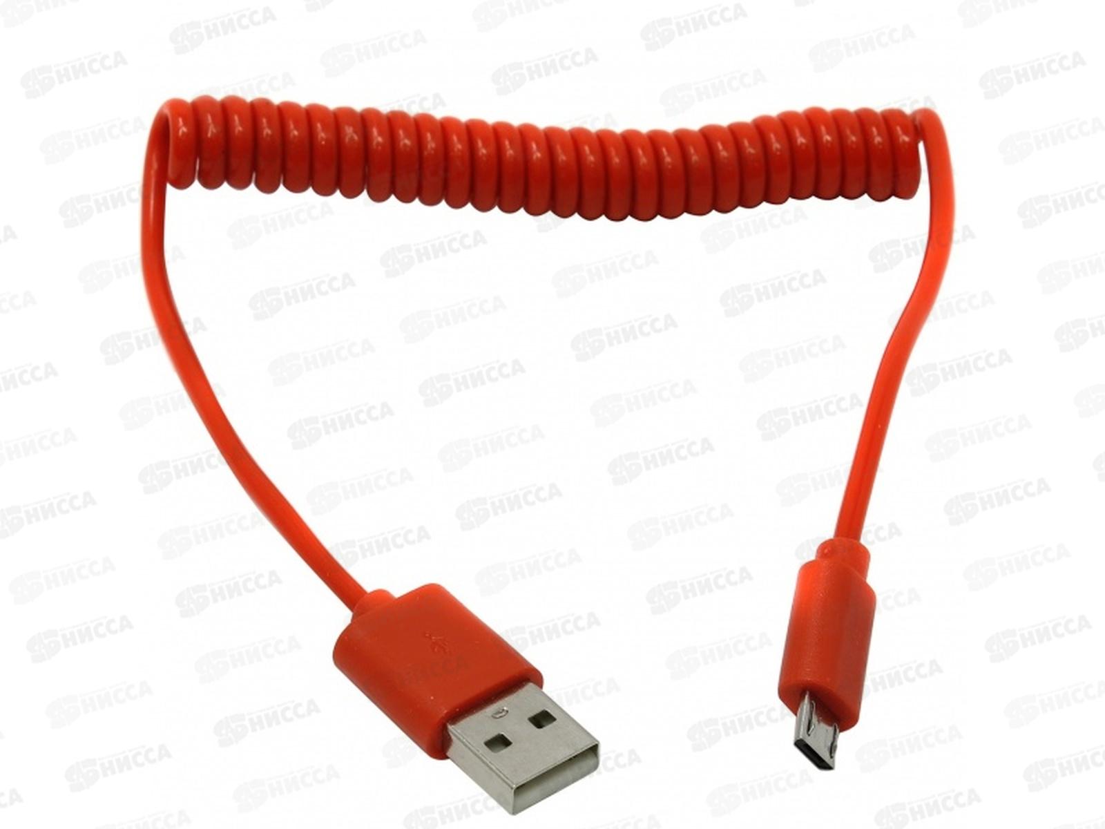 Кабель-дата microUSB спиральный Smartbuy iK-12sp red 1м красный