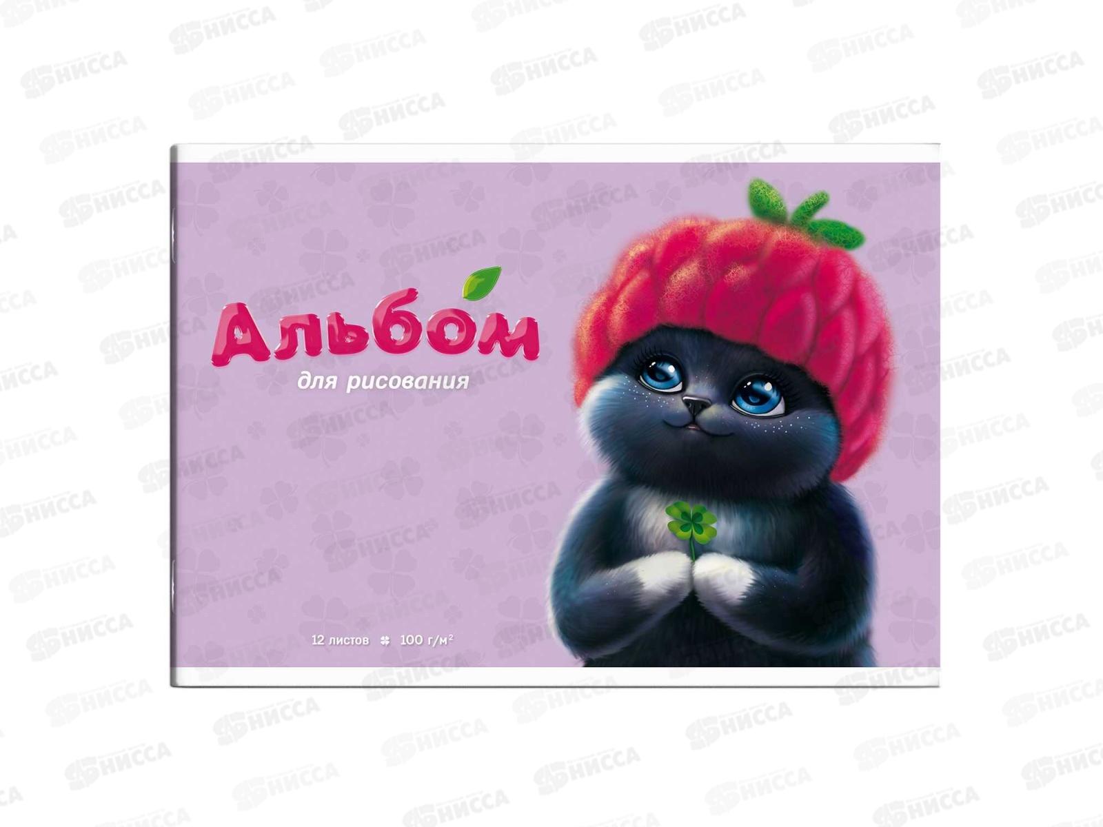 Альбом для рисования 12л ФЕН Котенок в шапочке,66869*60