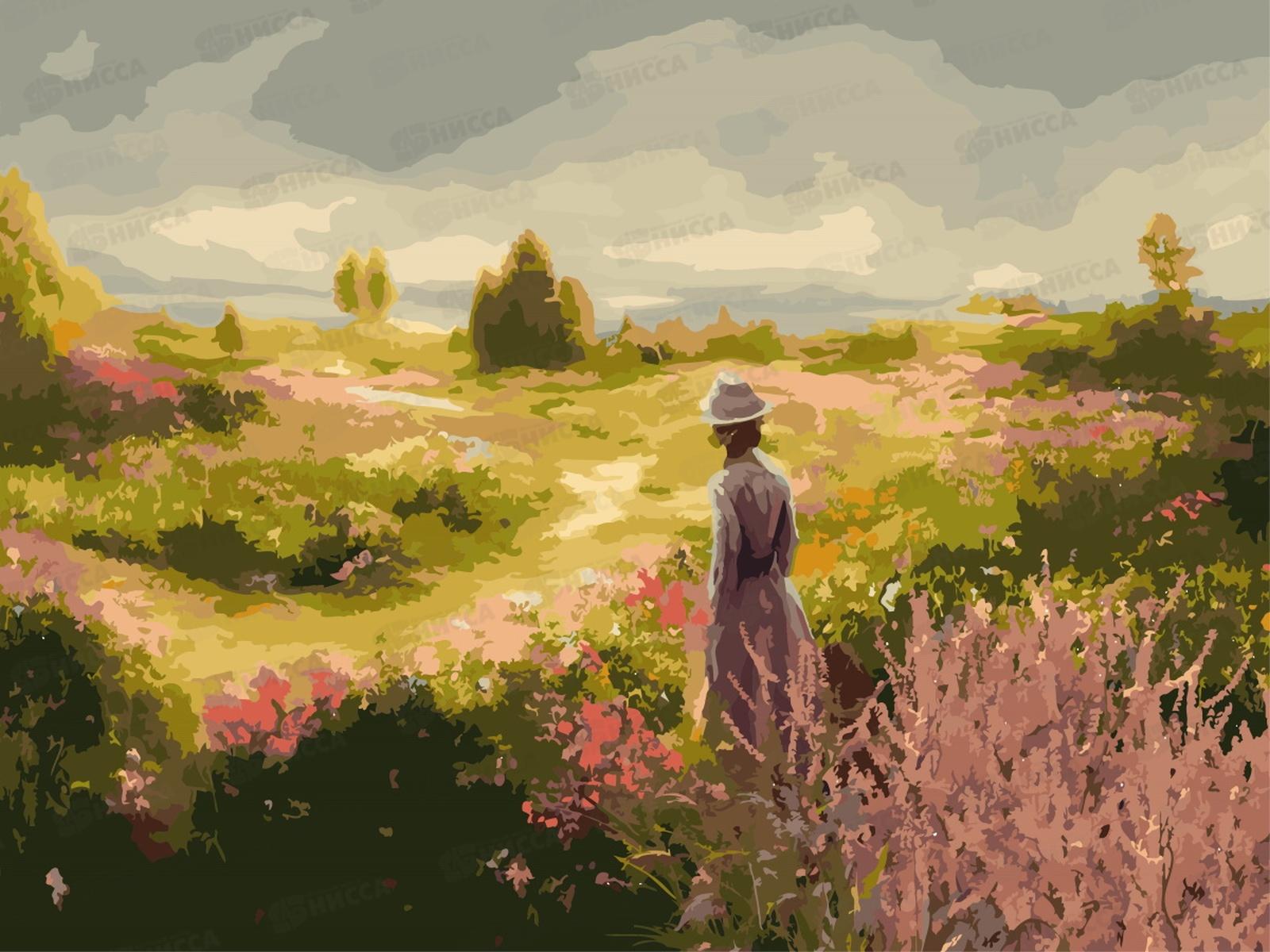 Холст с красками 30х40см Поле перед грозой, Х-4189