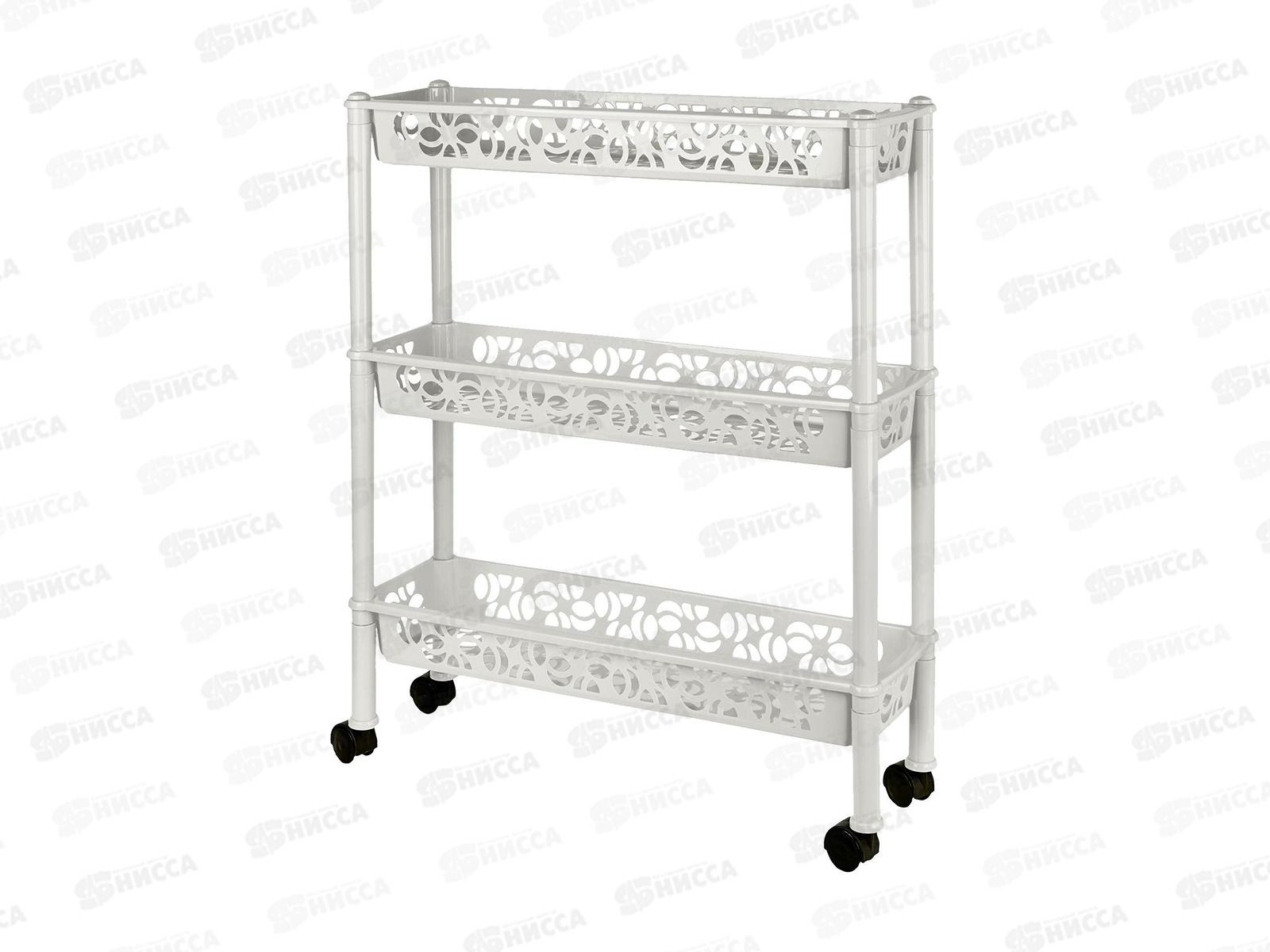 Этажерка  3-х секционная Keeplex на колесиках KL283012048 белое облако