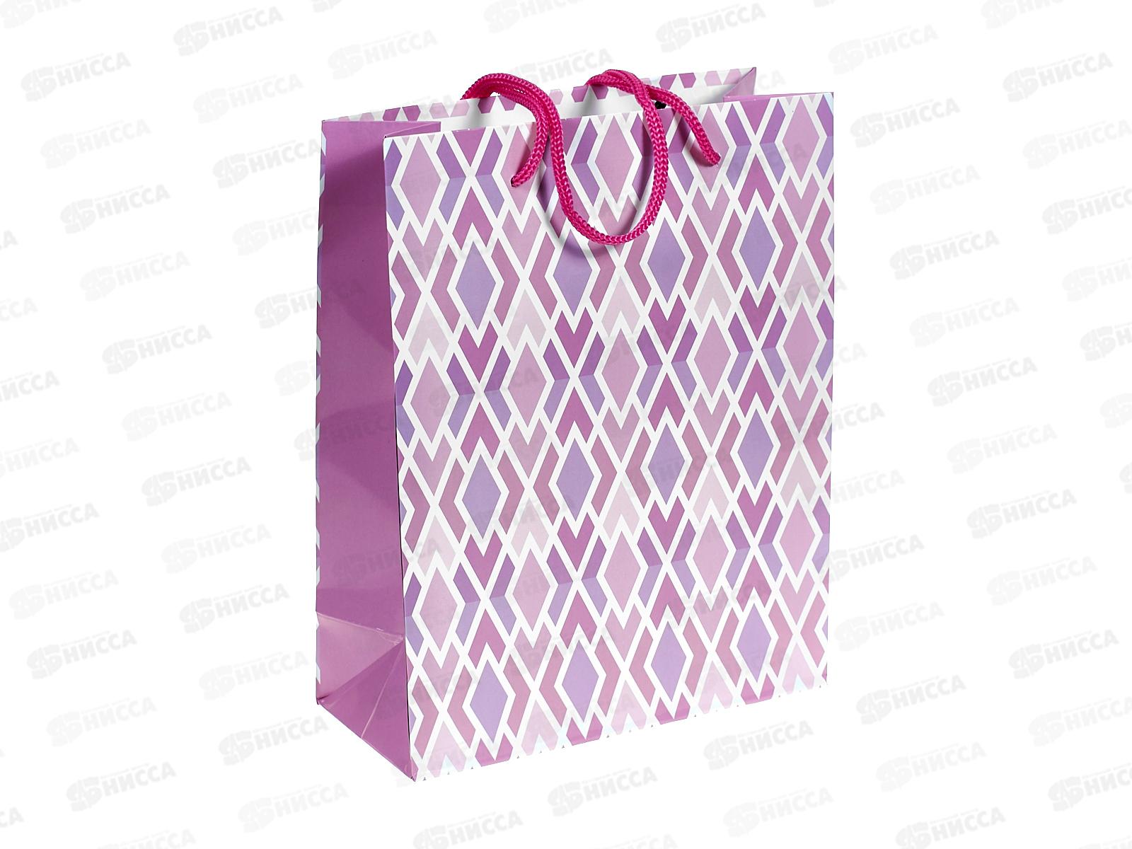 Пакет подарочный MI 18х23х8см Розовые ромбы, ППК-4371 *12