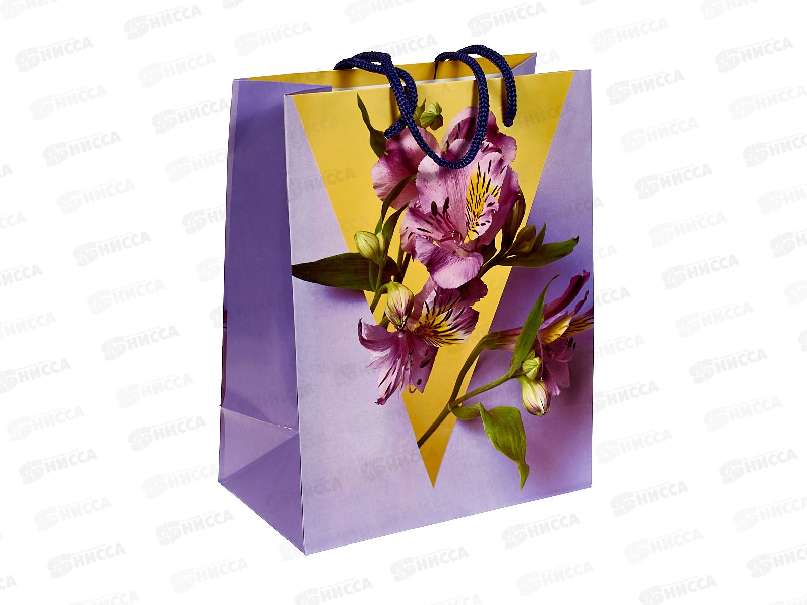 Пакет подарочный MI 18х23х10см Фиолетовые цветы, ППК-4402 *12