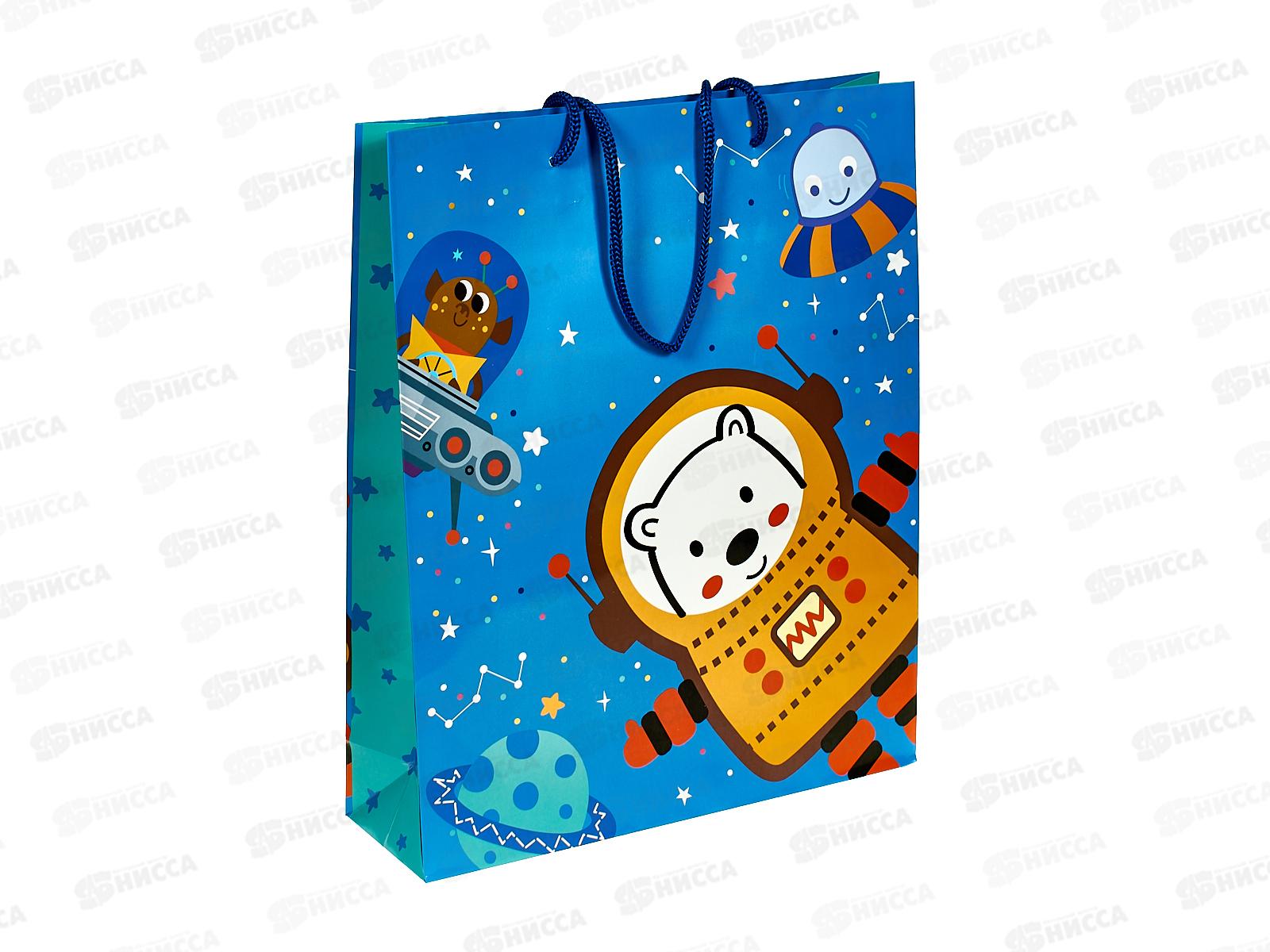 Пакет подарочный MI 26,4х32,7х8см Медвежонок в космосе ППК-4475 *12