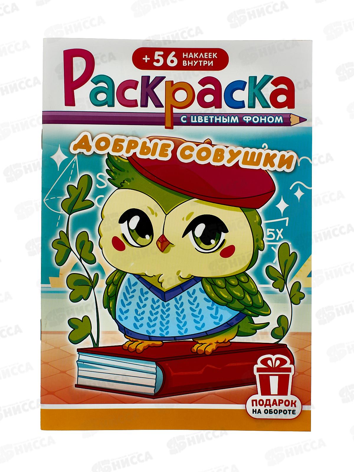 Раскраска ЛиС А5 с наклейками Совушки добрые, РНМ-686 *50