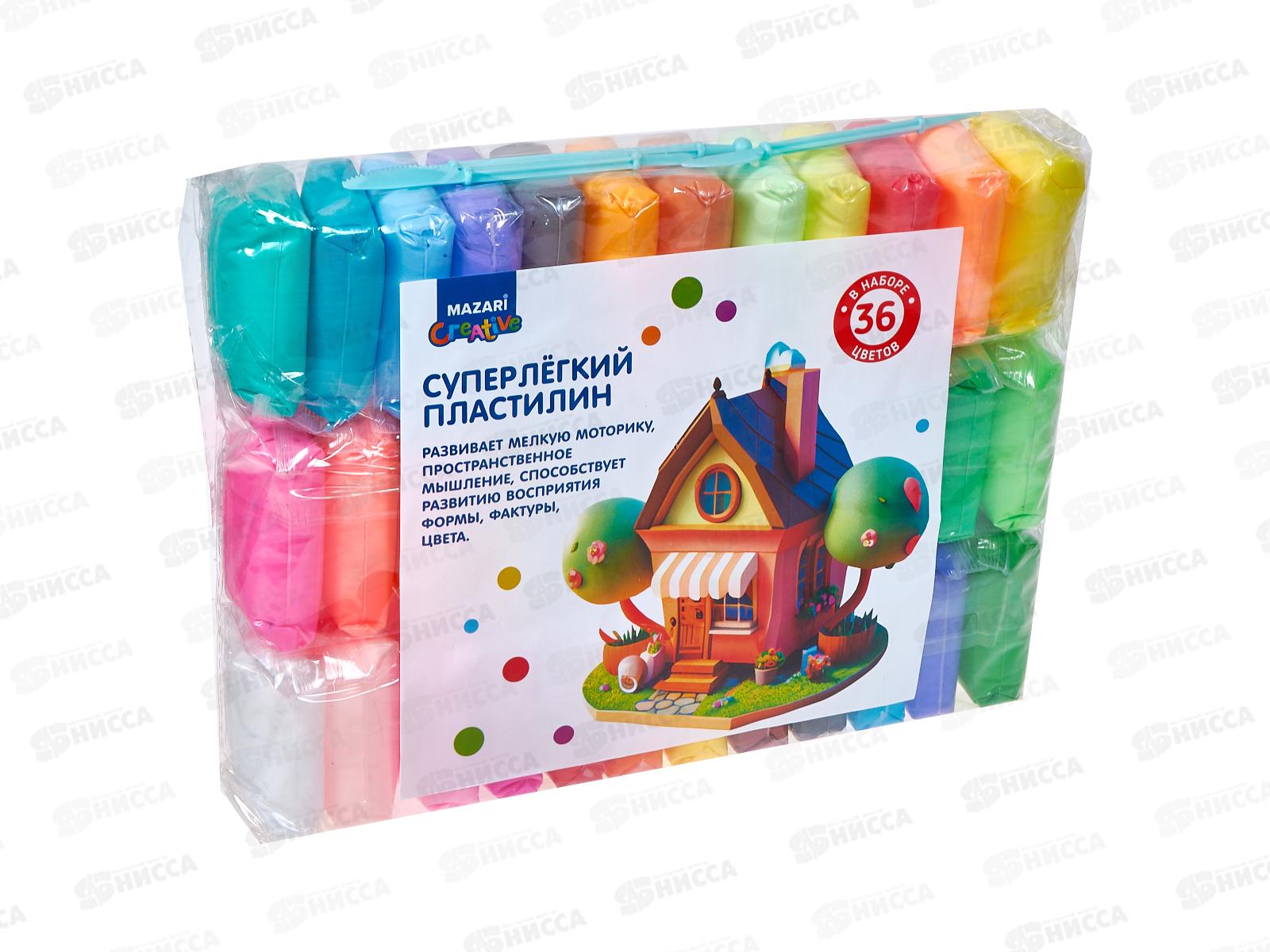 Пластилин суперлегкий 36цв 13г MAZARI 3стека М-4199-36 *20