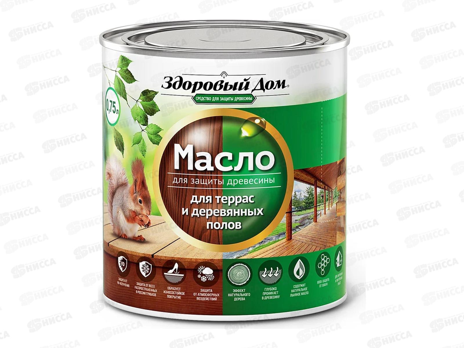 Здоровый Дом масло для террас и деревянных полов,  0.75л, серо-голубой  *6/528