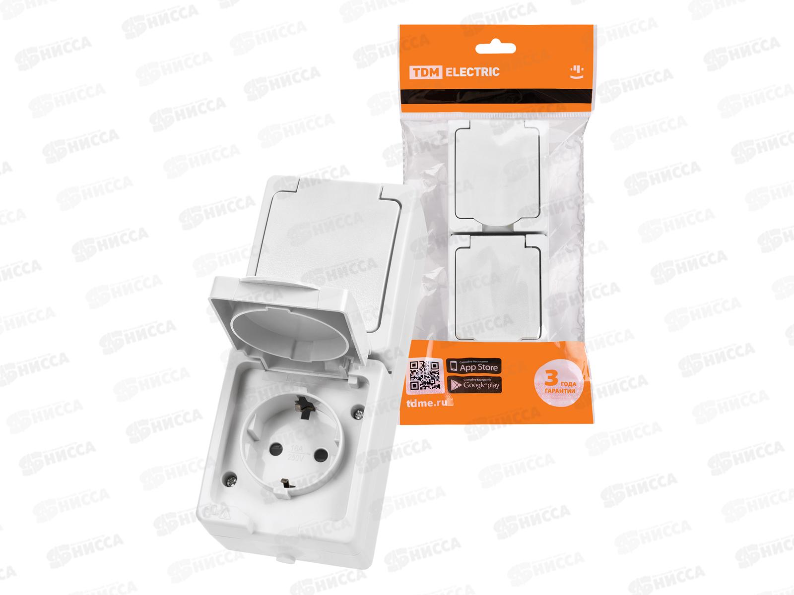 Розетка TDM двойная, открытой установки, (верт.), IP54 16А &quotВуокса&quot 2П+3 1009