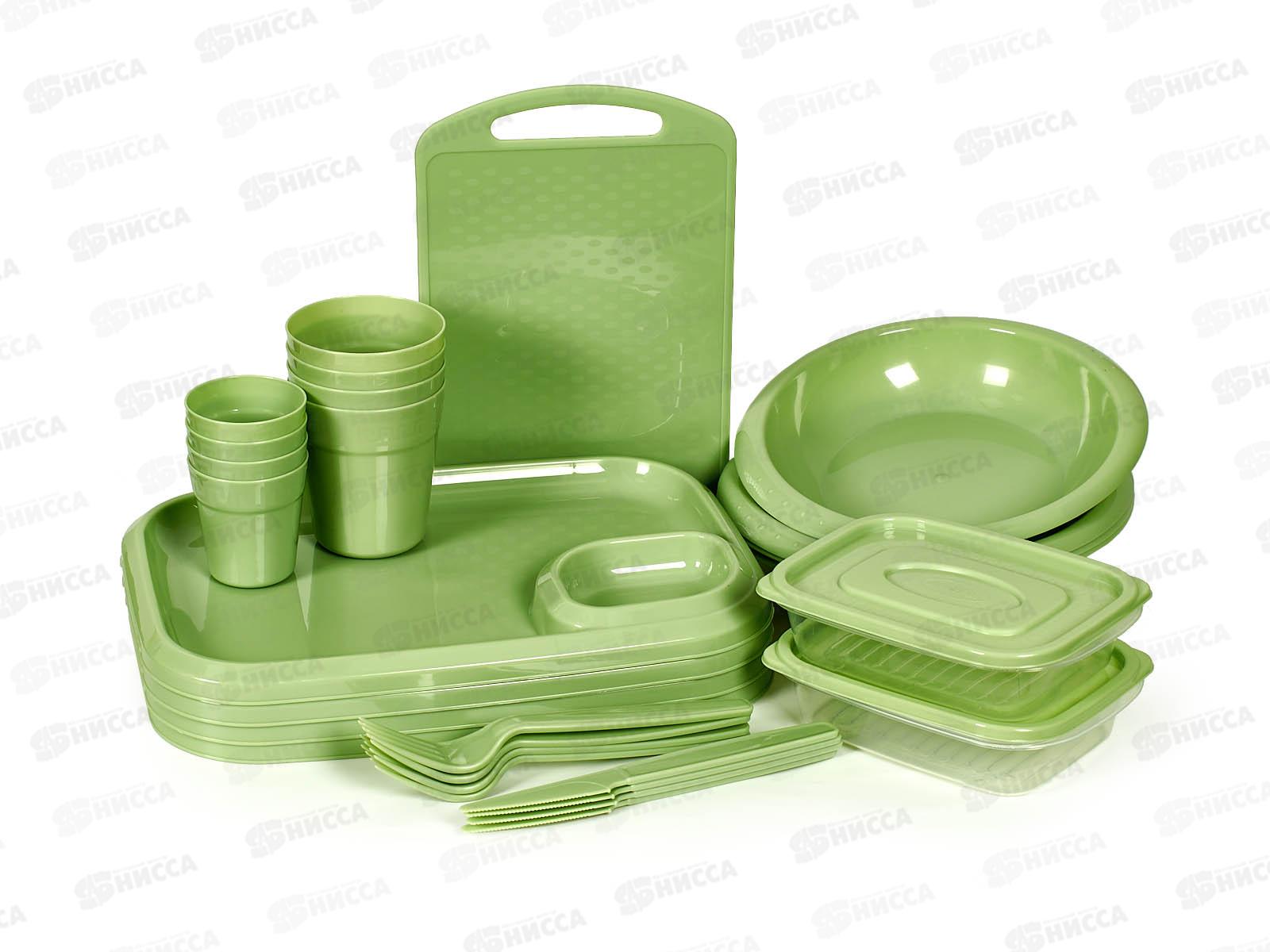 Набор на ШашлычОк на 4 персоны оливковый 28предметов  ИНТ *5