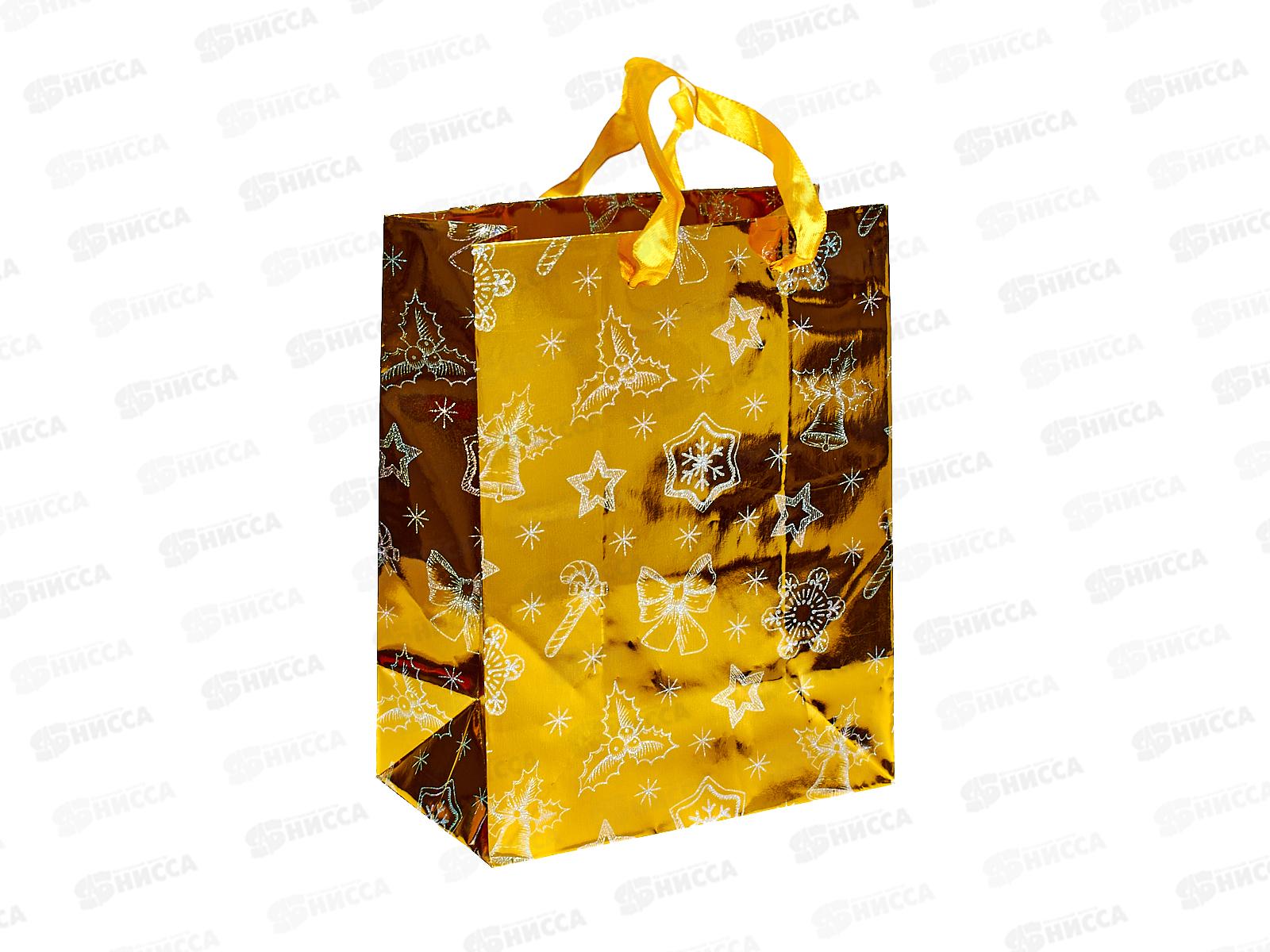 Пакет подарочный г/ф 18*23 желтый Новый год Р725-2 *12
