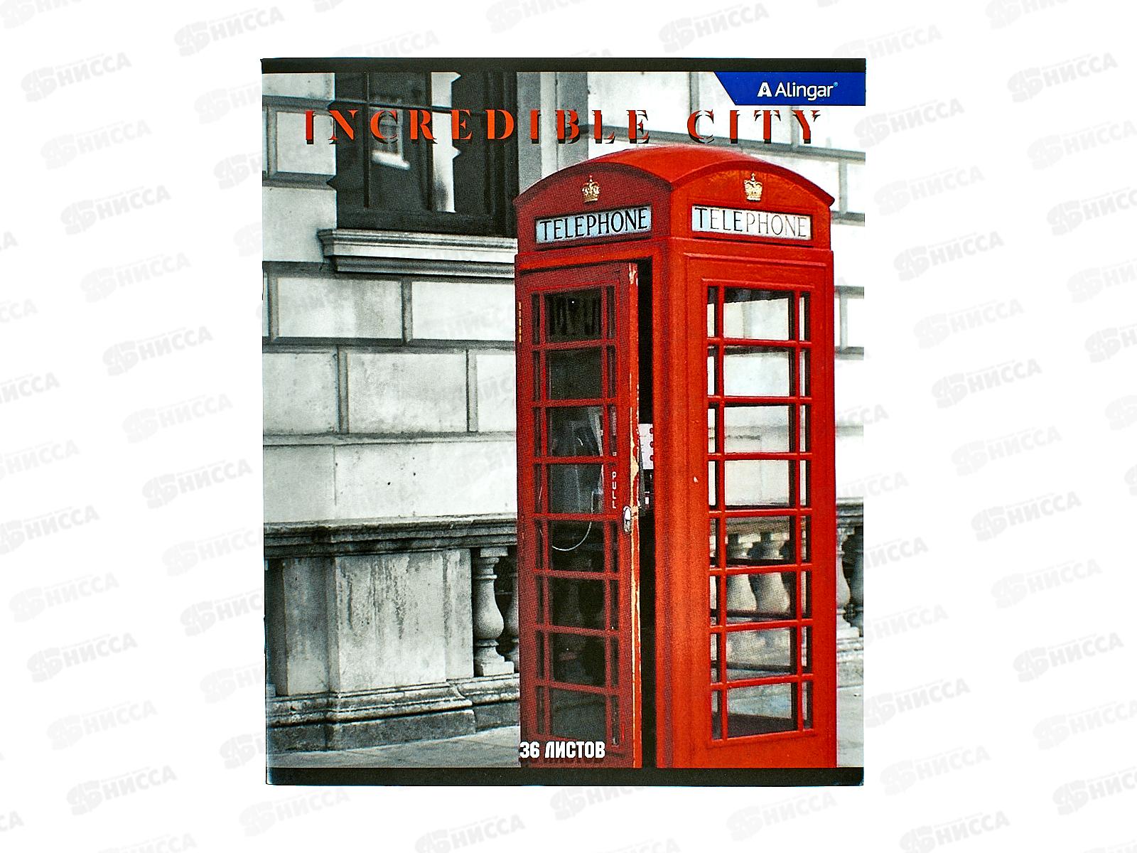 Тетрадь 36листов клетка  Alingar &quotГородские виды&quot А5 4 дизайна AL9904 *12/72