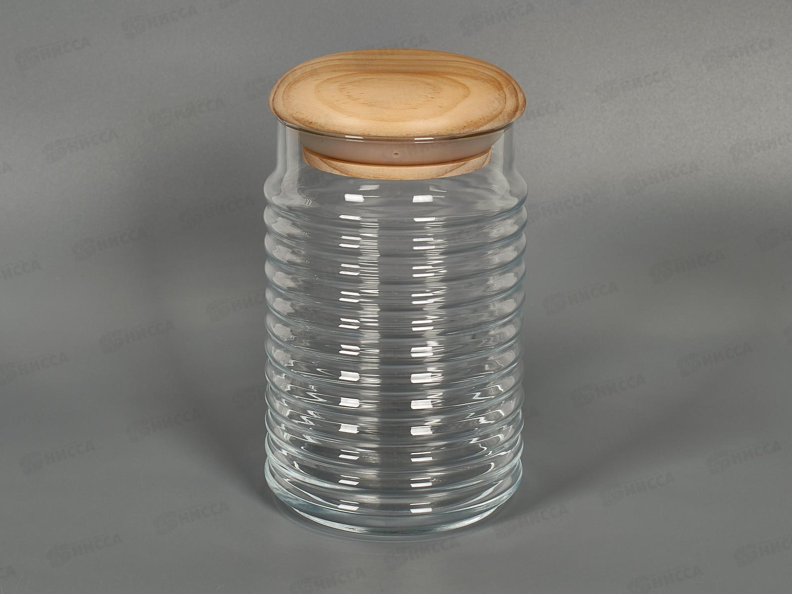 Банка для сыпучих продуктов с деревянной крышкой 1125мл 43173